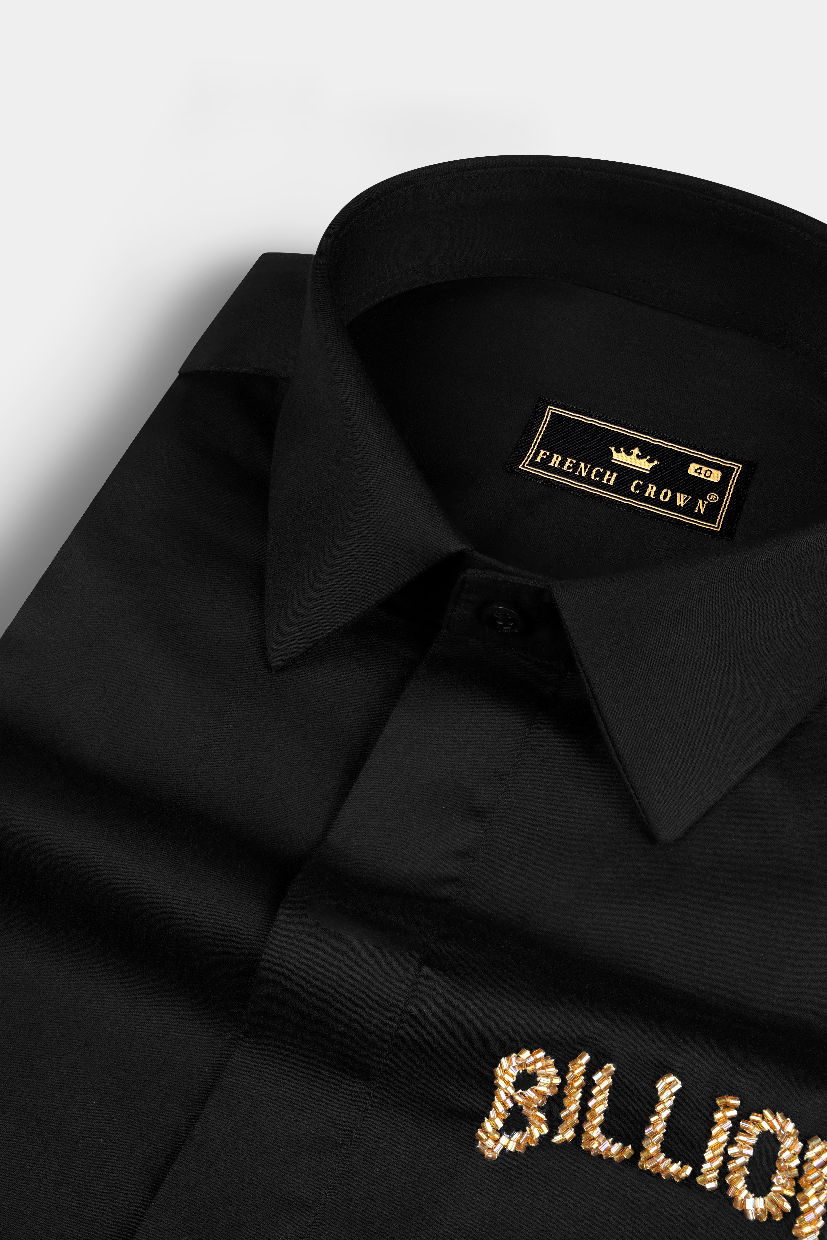 Jade Black Billionaire Hand Stitched Embroidered Super Soft Premium Cotton Designer Shirt