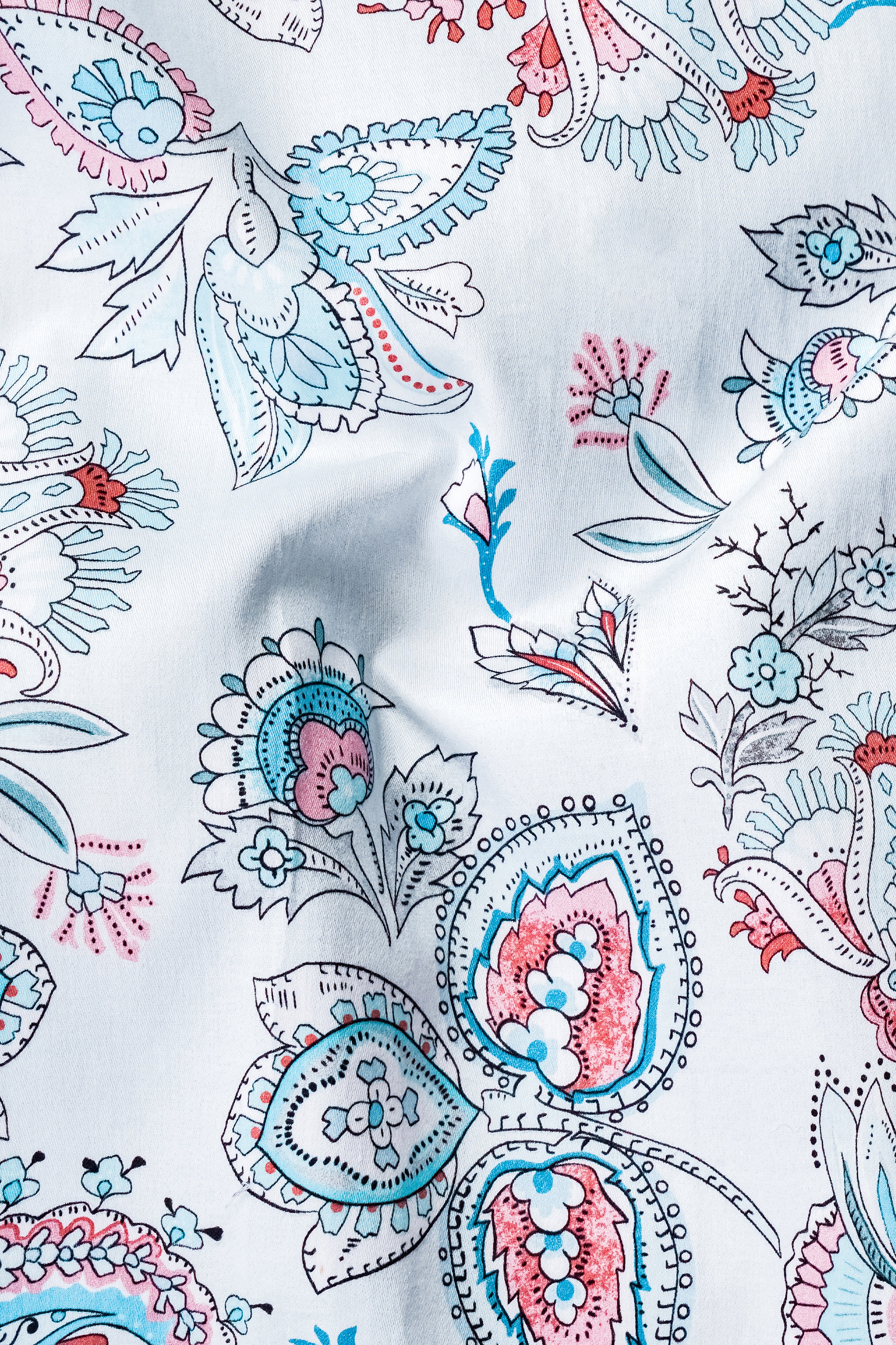 Bright White and Anakiwa Blue Leaves Printed Subtle Sheen Super Soft Premium Cotton Shirt 12898-CA-38, 12898-CA-H-38, 12898-CA-39, 12898-CA-H-39, 12898-CA-40, 12898-CA-H-40, 12898-CA-42, 12898-CA-H-42, 12898-CA-44, 12898-CA-H-44, 12898-CA-46, 12898-CA-H-46, 12898-CA-48, 12898-CA-H-48, 12898-CA-50, 12898-CA-H-50, 12898-CA-52, 12898-CA-H-52