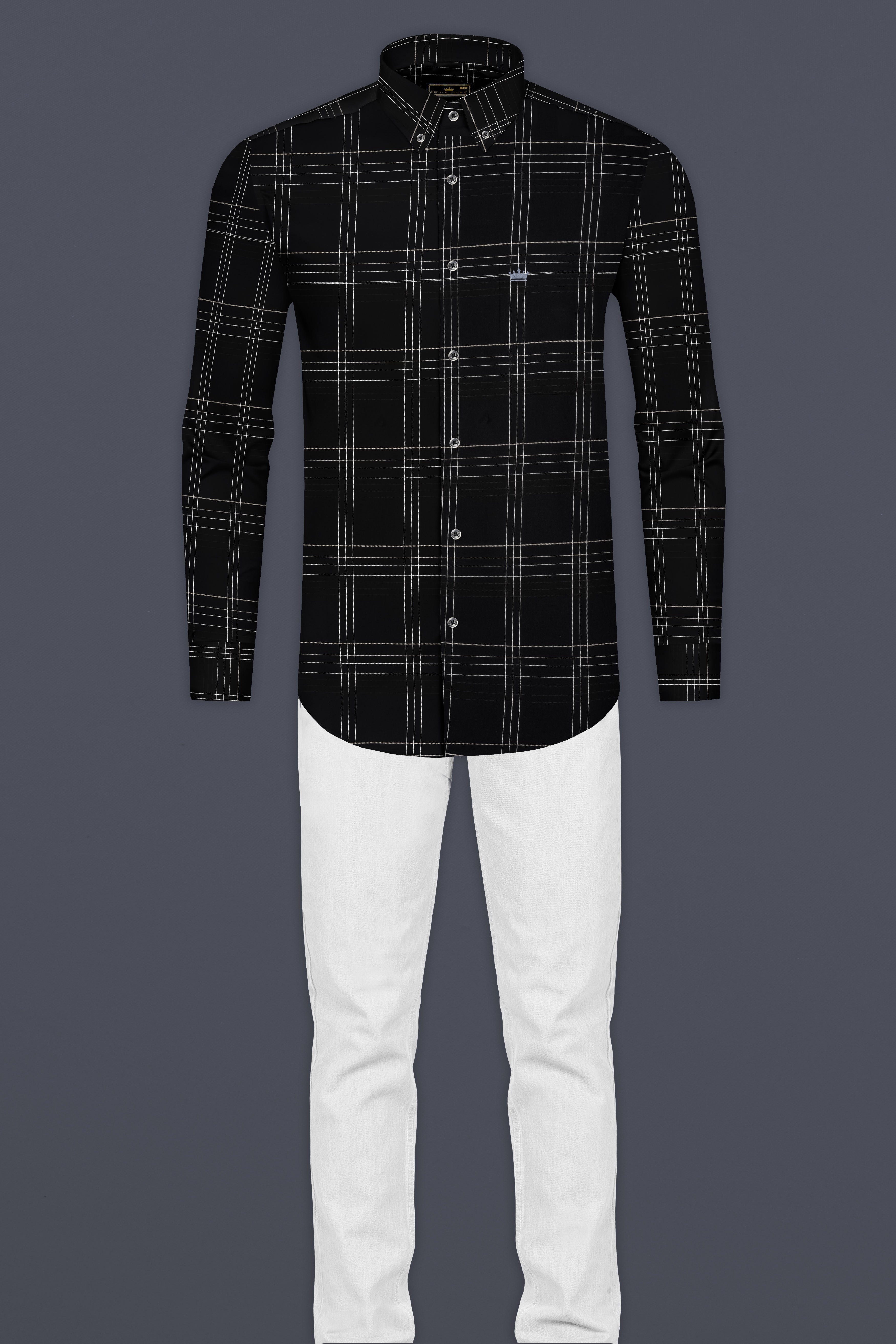 Jade Black Plaid Dobby Textured Premium Cotton Shirt