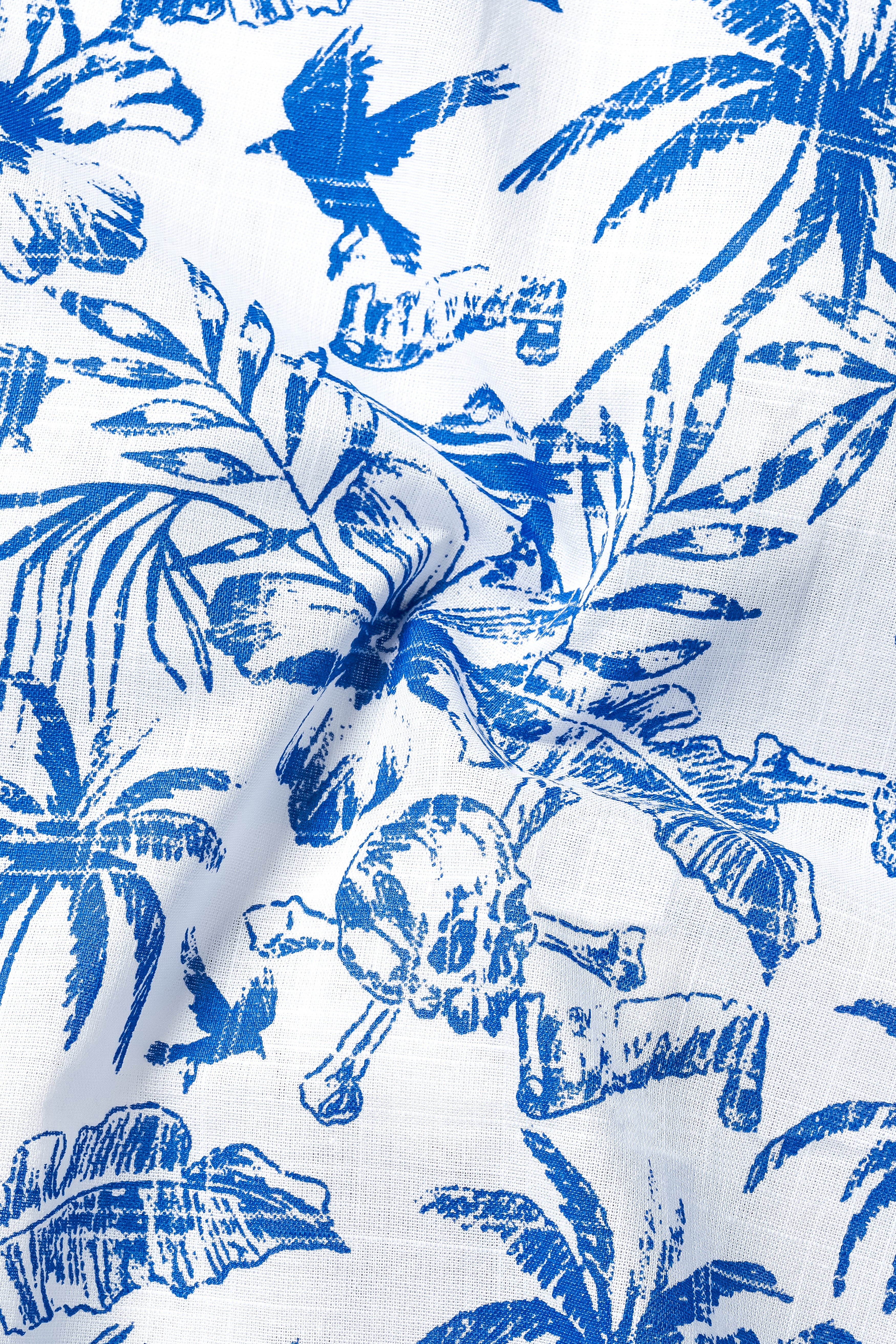 Cobalt Blue And Bright White Coconut Tree Printed Luxuries Linen Shirt 12900-38, 12900-H-38, 12900-39, 12900-H-39, 12900-40, 12900-H-40, 12900-42, 12900-H-42, 12900-44, 12900-H-44, 12900-46, 12900-H-46, 12900-48, 12900-H-48, 12900-50, 12900-H-50, 12900-52, 12900-H-52