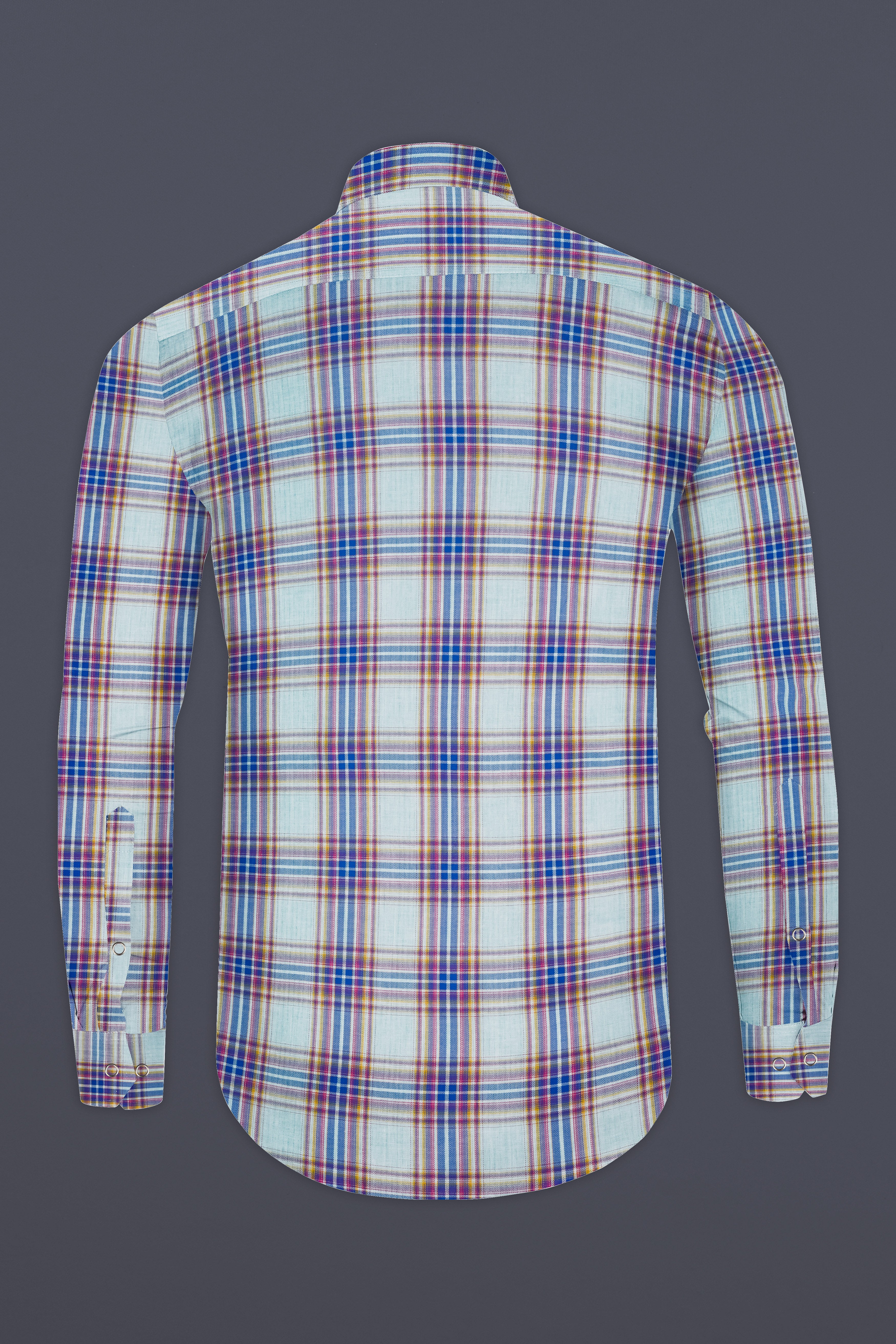 Geyser Gray Plaid And Ocean Green Plaid Herringbone Reversible Shirt