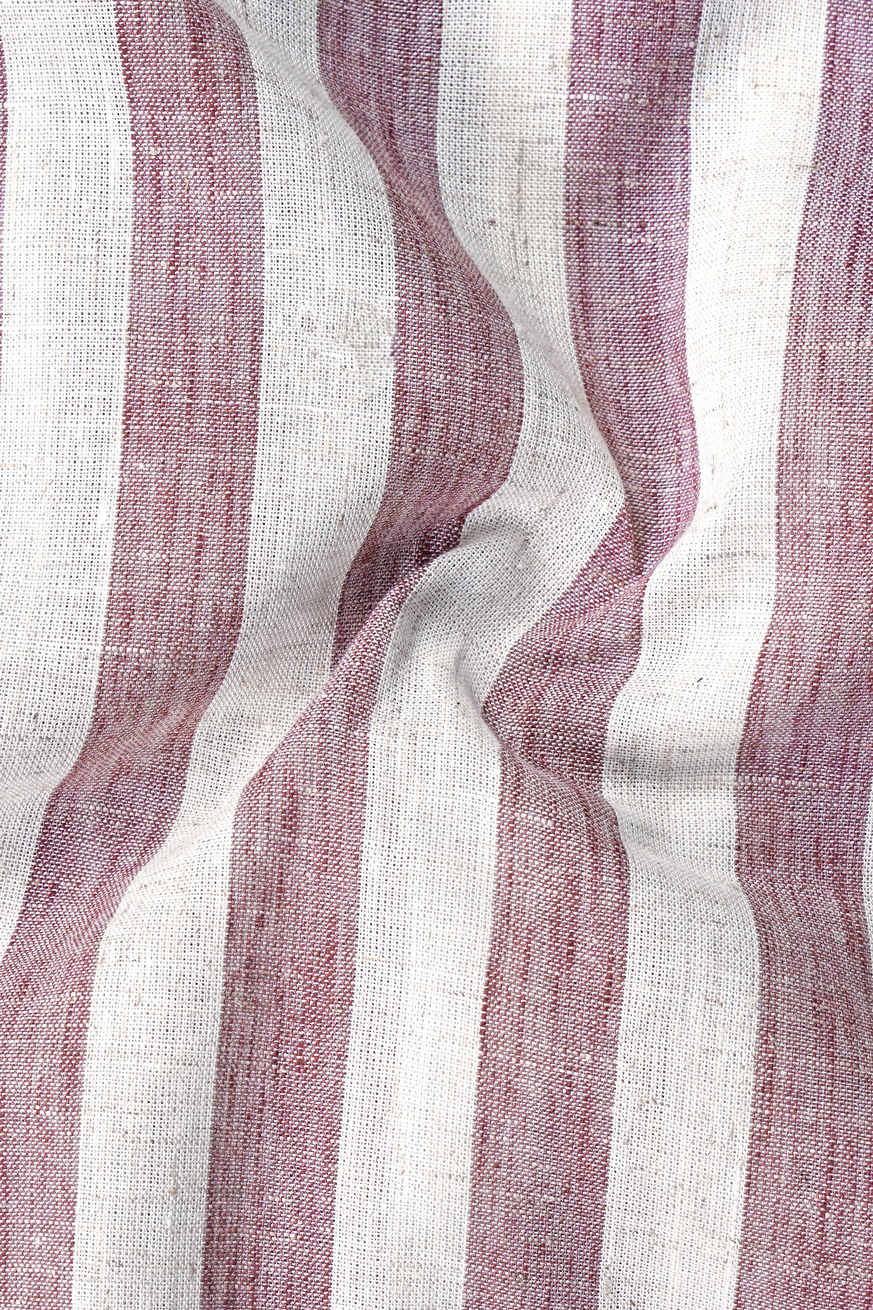 Turkish Rose And Merino Cream Striped Luxuries Linen Designer Shirt