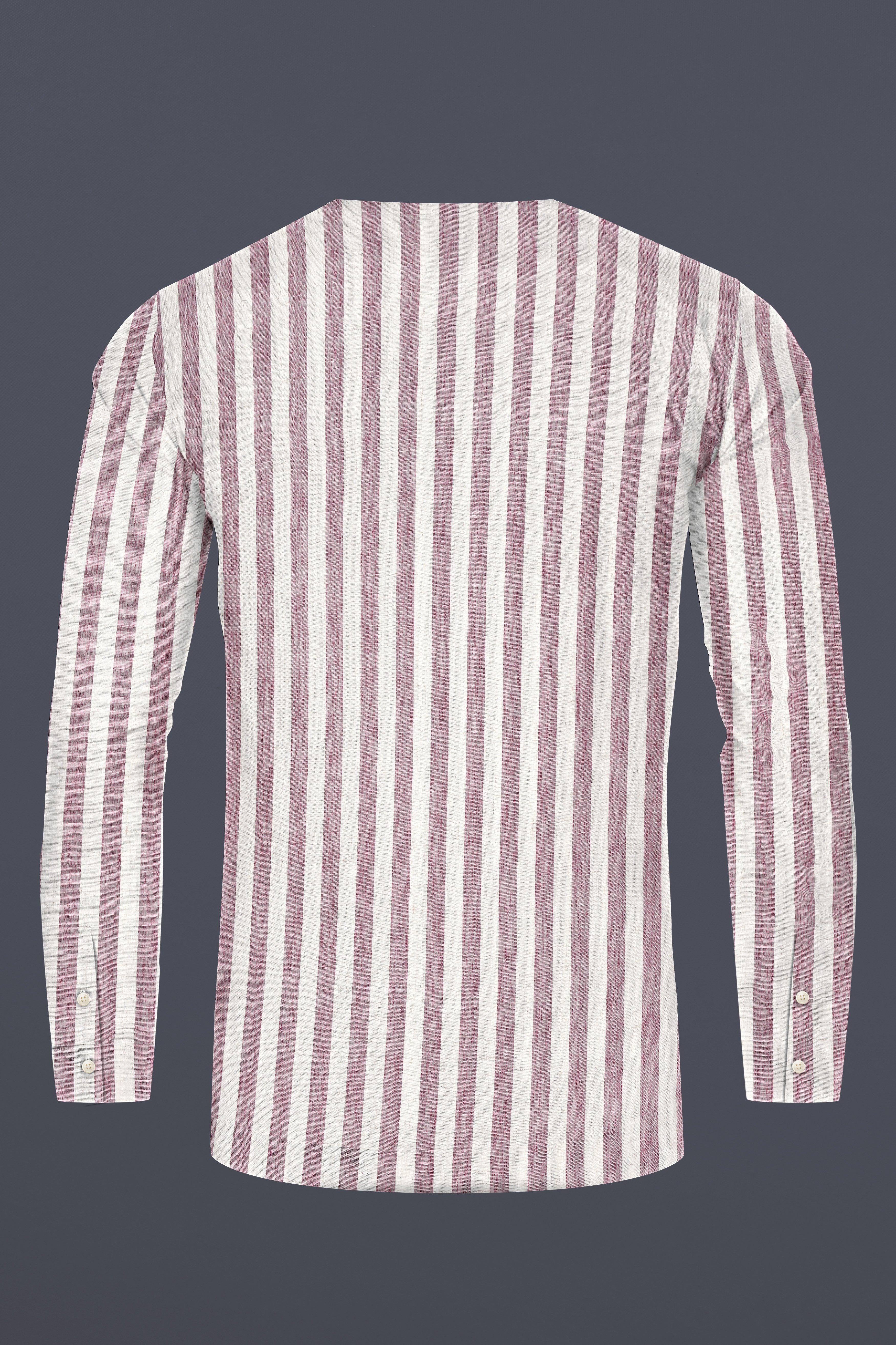 Turkish Rose And Bright White Striped Luxuries Linen Designer Shirt