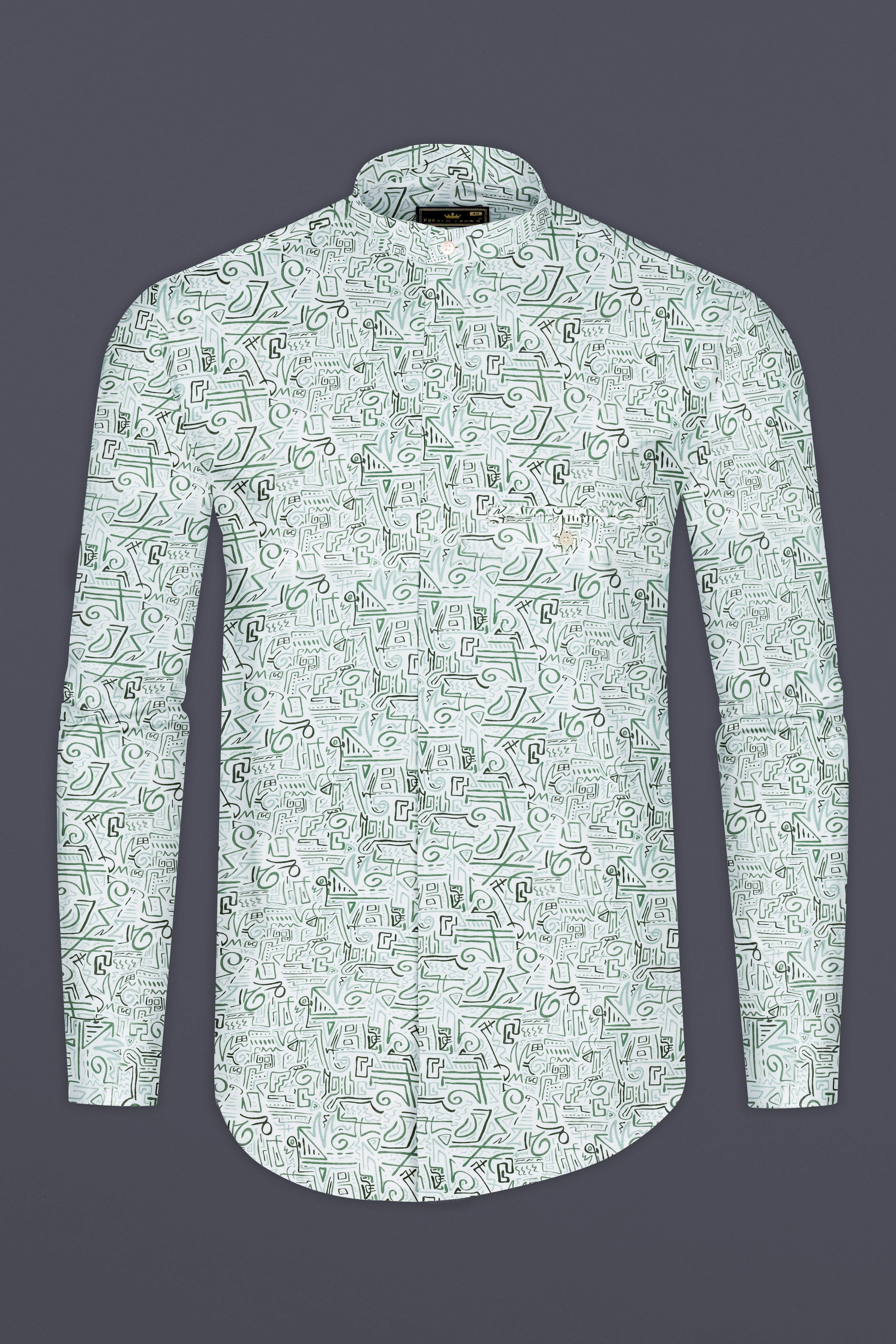 Patina Green Printed Royal Oxford Designer Shirt