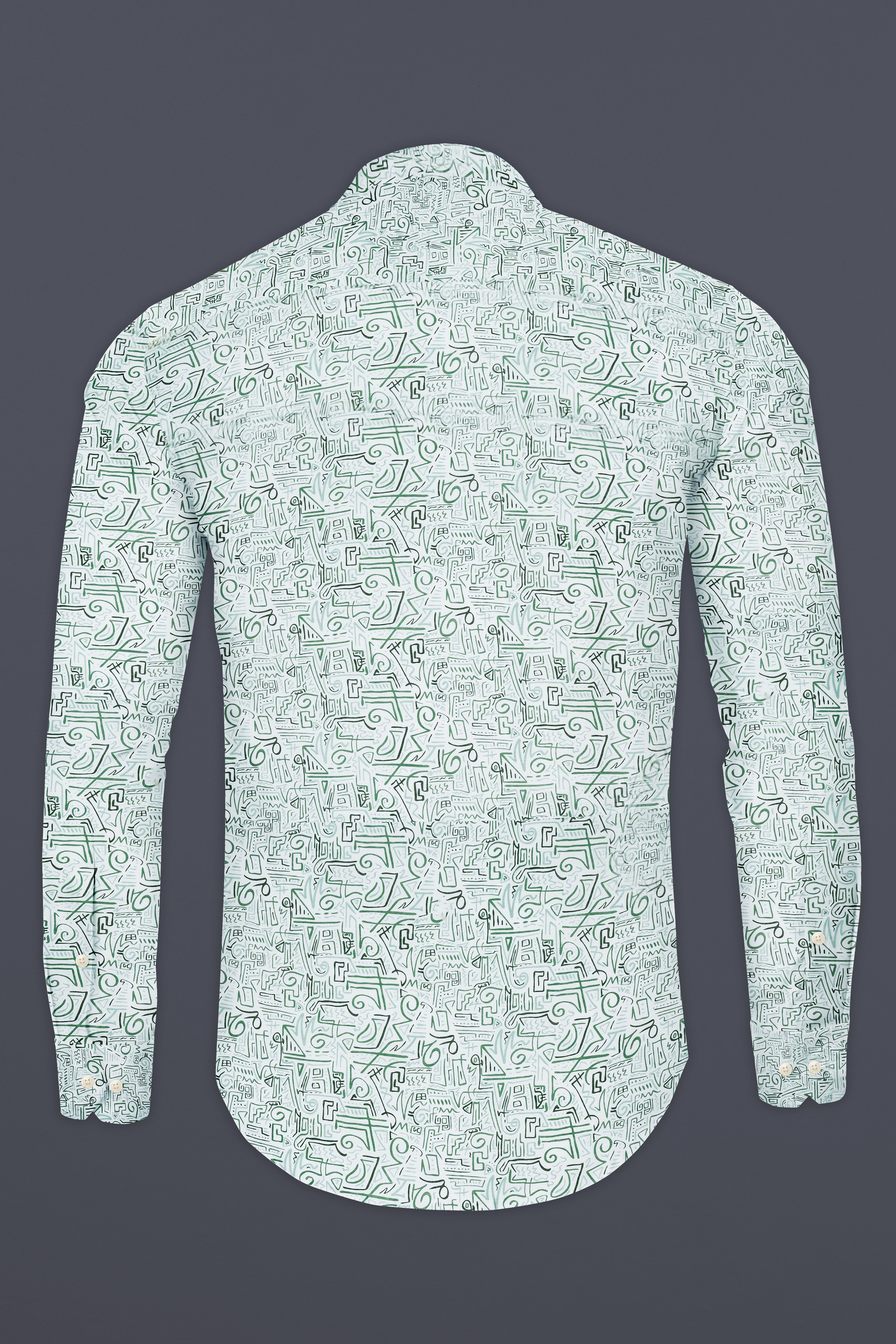 Patina Green Printed Royal Oxford Designer Shirt