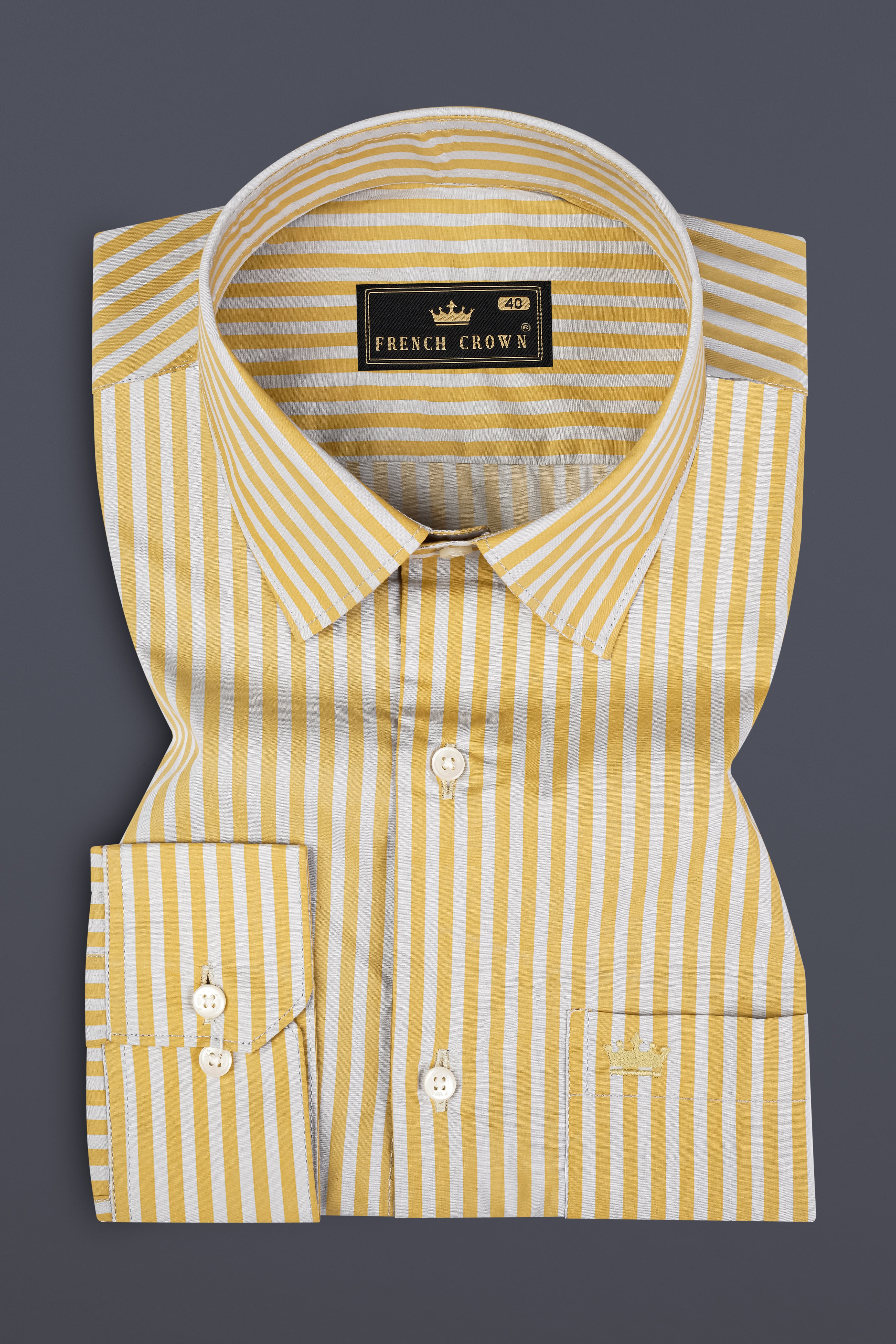 Harvest Yellow And Bright White Striped Premium Cotton Shirt 12910-38, 12910-H-38, 12910-39, 12910-H-39, 12910-40, 12910-H-40, 12910-42, 12910-H-42, 12910-44, 12910-H-44, 12910-46, 12910-H-46, 12910-48, 12910-H-48, 12910-50, 12910-H-50, 12910-52, 12910-H-52