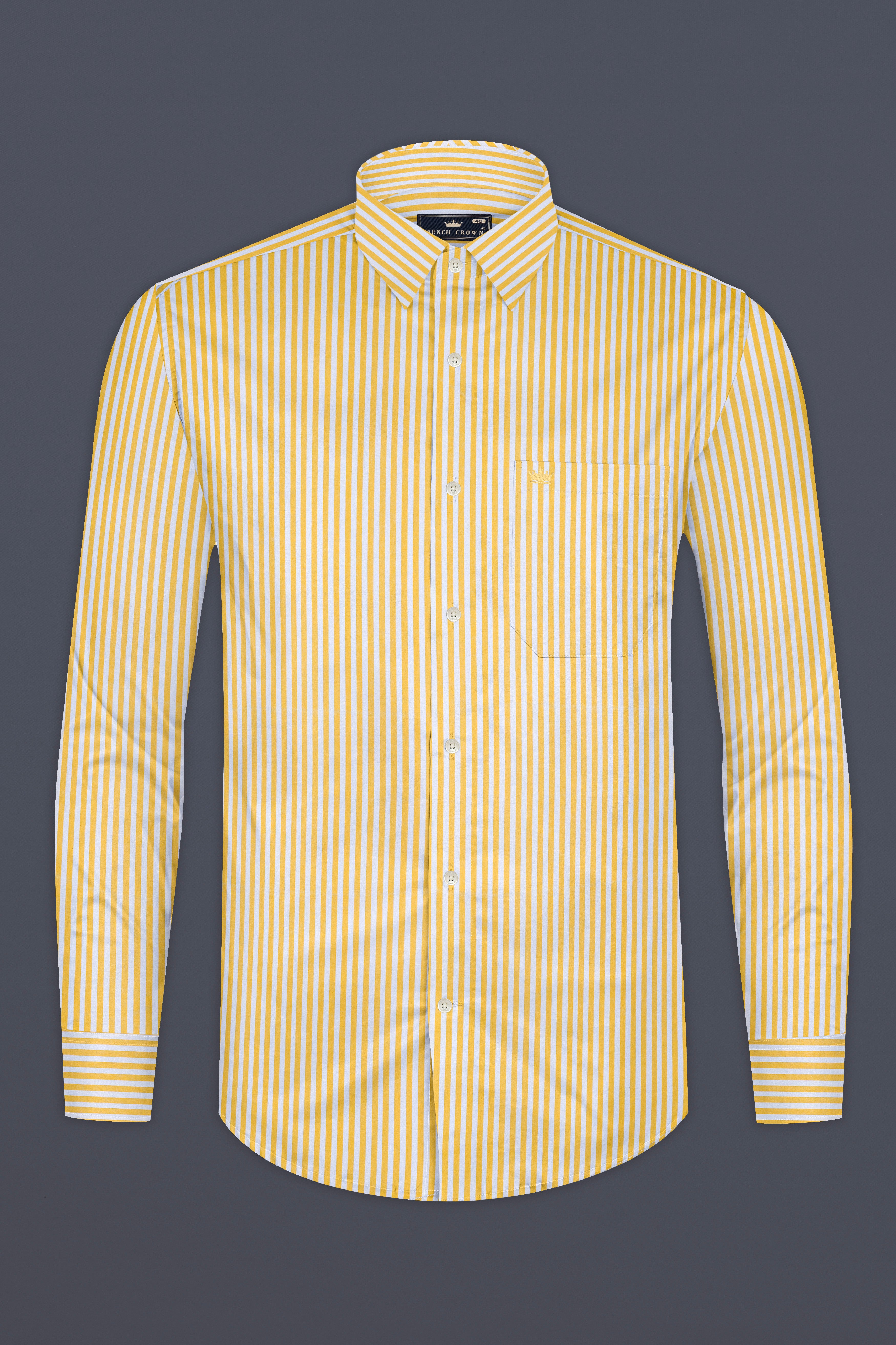 Harvest Yellow And Bright White Striped Premium Cotton Shirt 12910-38, 12910-H-38, 12910-39, 12910-H-39, 12910-40, 12910-H-40, 12910-42, 12910-H-42, 12910-44, 12910-H-44, 12910-46, 12910-H-46, 12910-48, 12910-H-48, 12910-50, 12910-H-50, 12910-52, 12910-H-52