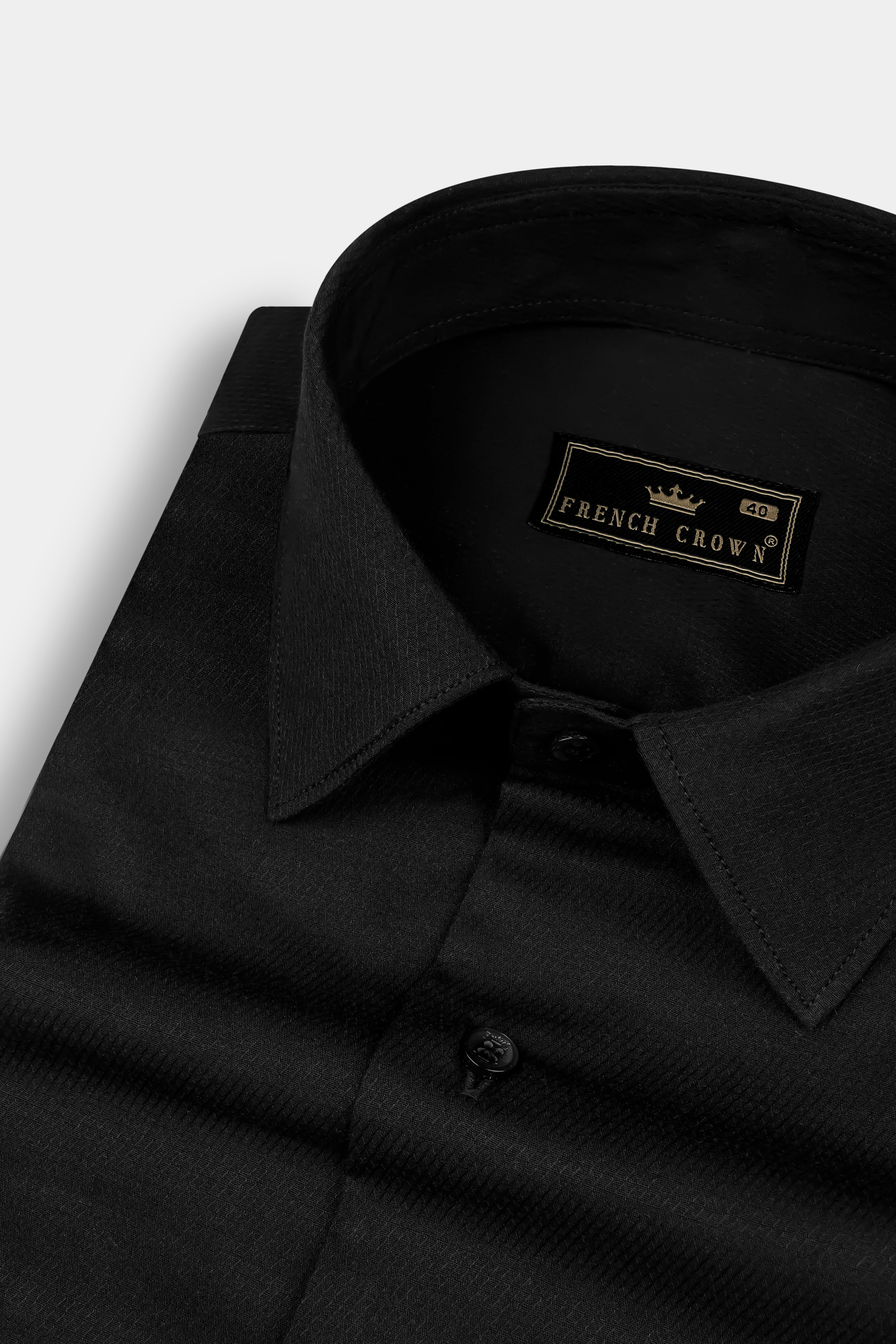 Jade Black Dobby Textured Premium Cotton Shirt