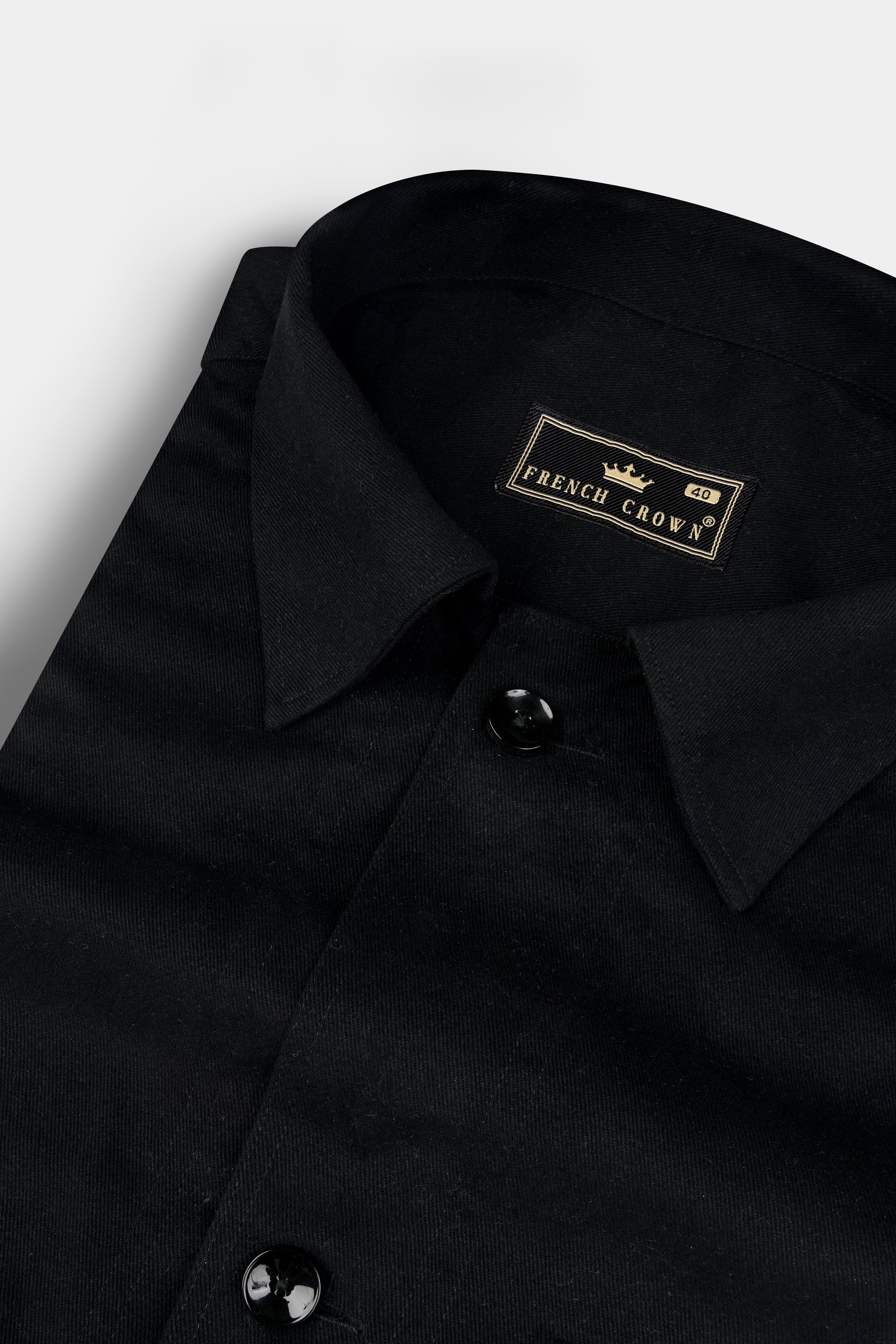 Jade Black Heavyweight Twill Cotton Designer Overshirt/Shacket