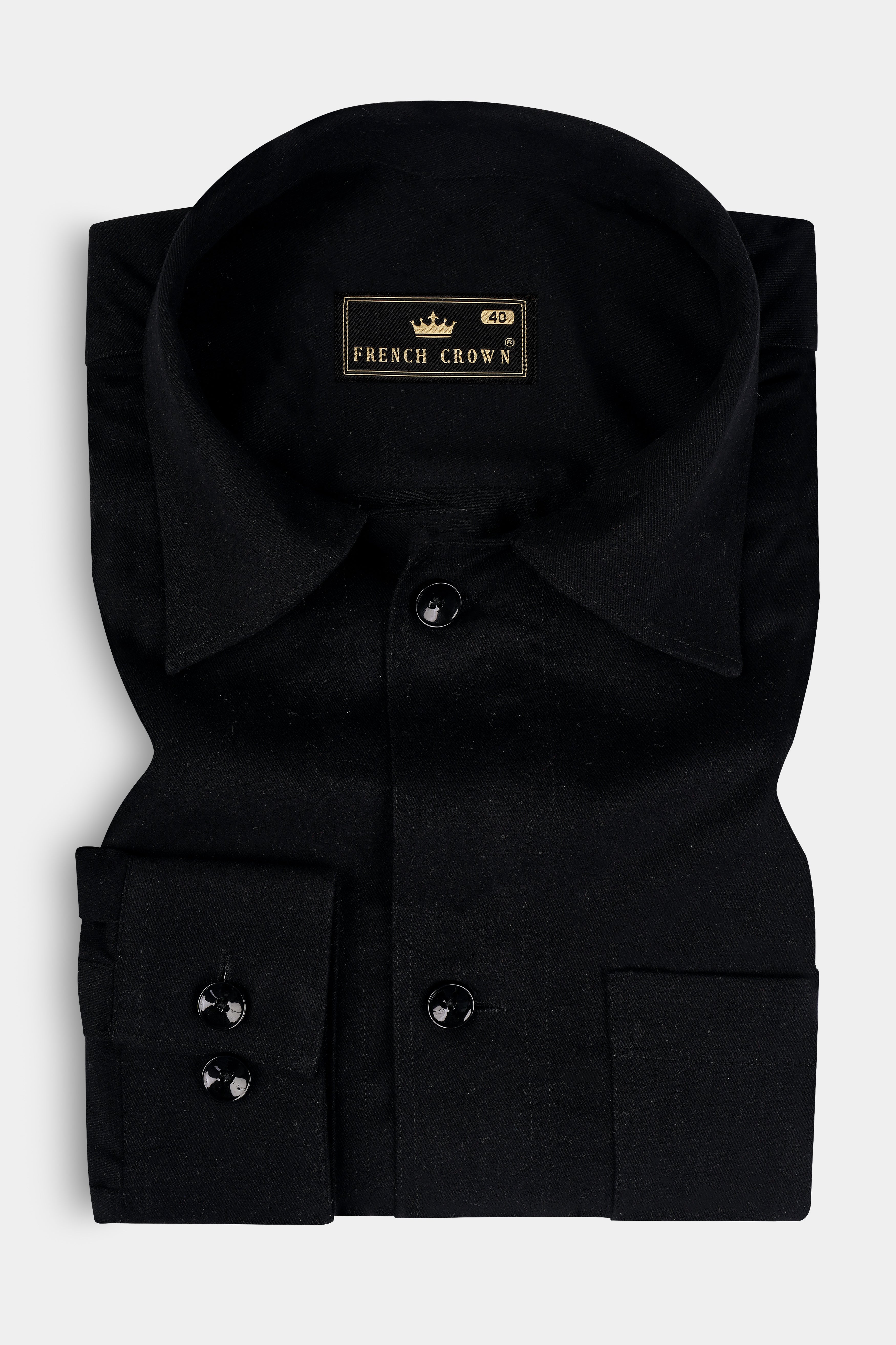 Jade Black Heavyweight Twill Cotton Designer Overshirt/Shacket