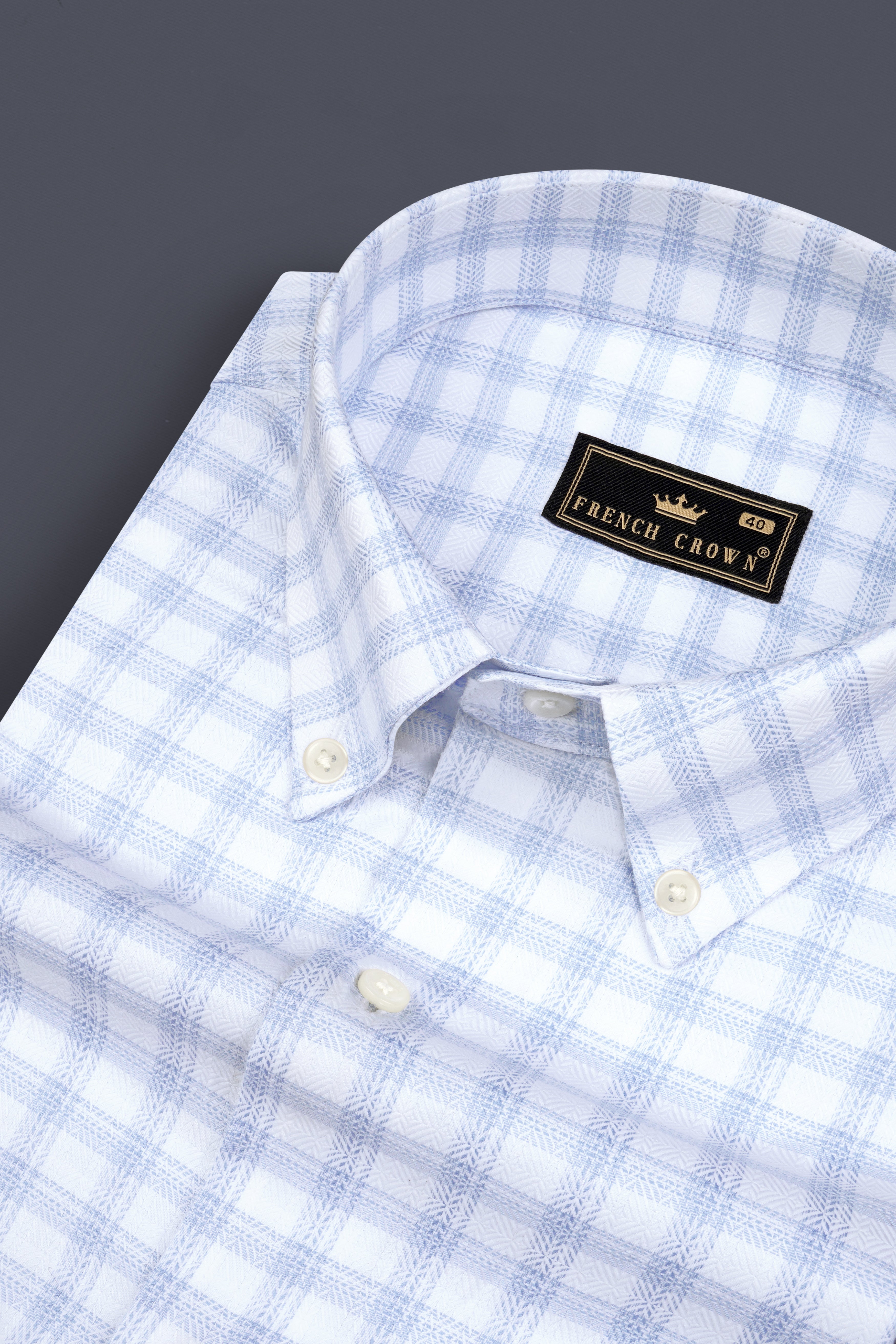 Periwinkle Blue And Bright White Checked Dobby Textured Premium Cotton Shirt 12917-BD-38, 12917-BD-H-38, 12917-BD-39, 12917-BD-H-39, 12917-BD-40, 12917-BD-H-40, 12917-BD-42, 12917-BD-H-42, 12917-BD-44, 12917-BD-H-44, 12917-BD-46, 12917-BD-H-46, 12917-BD-48, 12917-BD-H-48, 12917-BD-50, 12917-BD-H-50, 12917-BD-52, 12917-BD-H-52