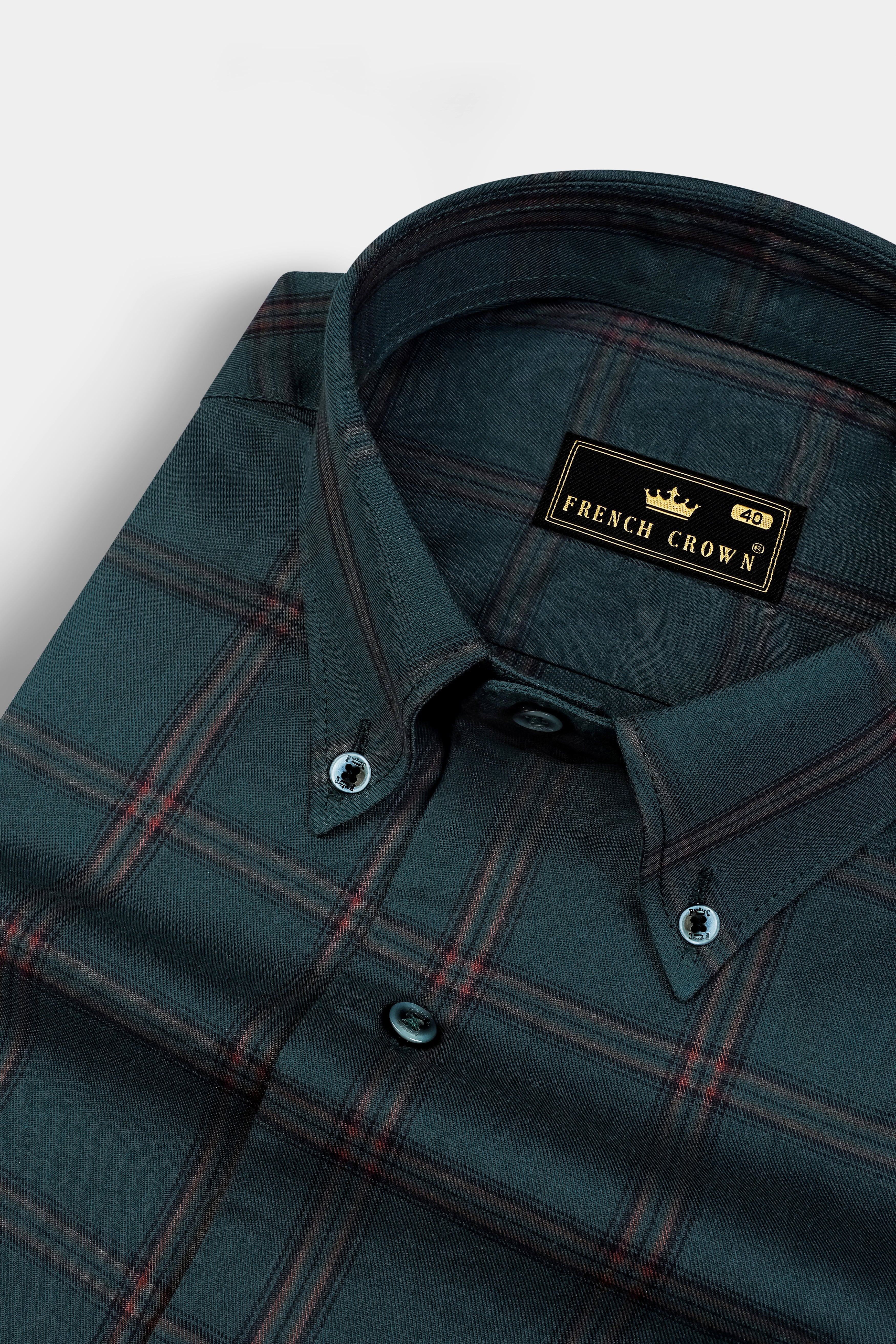 Timber Green Checked Twill Cotton Shirt