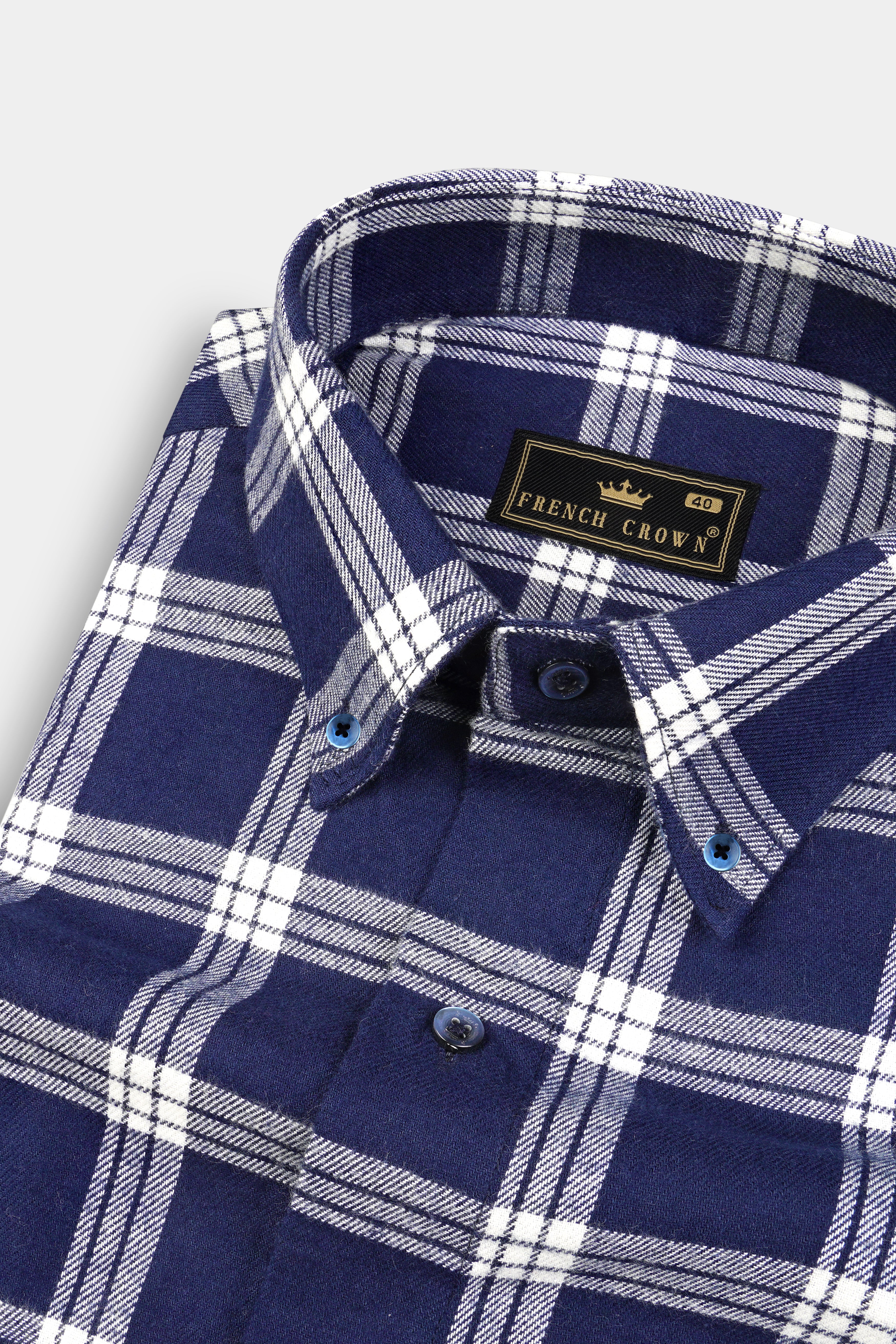 Zodiac Blue Windowpane Plaid Flannel Shirt