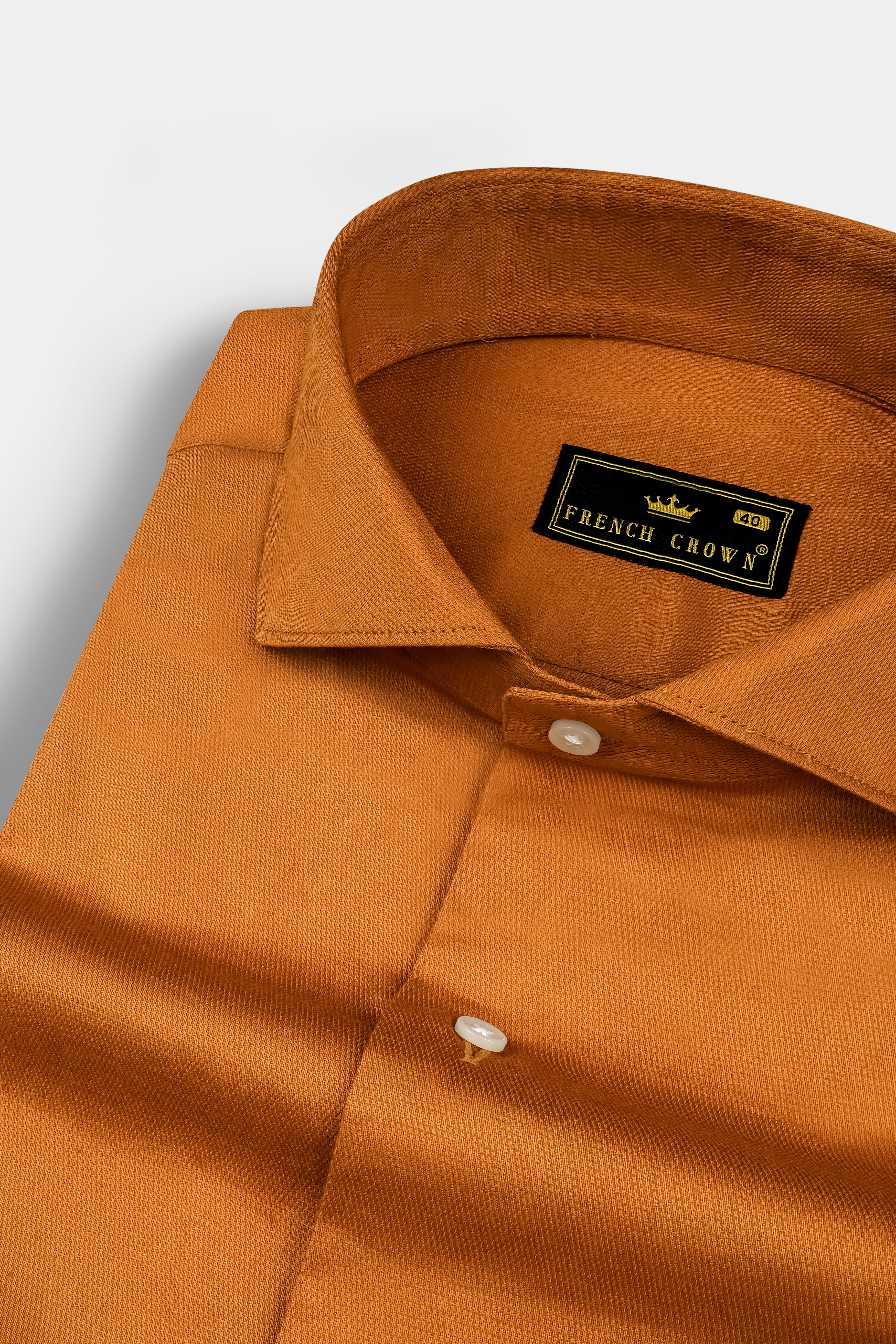 Ochre Orange Dobby Textured Premium Cotton Shirt