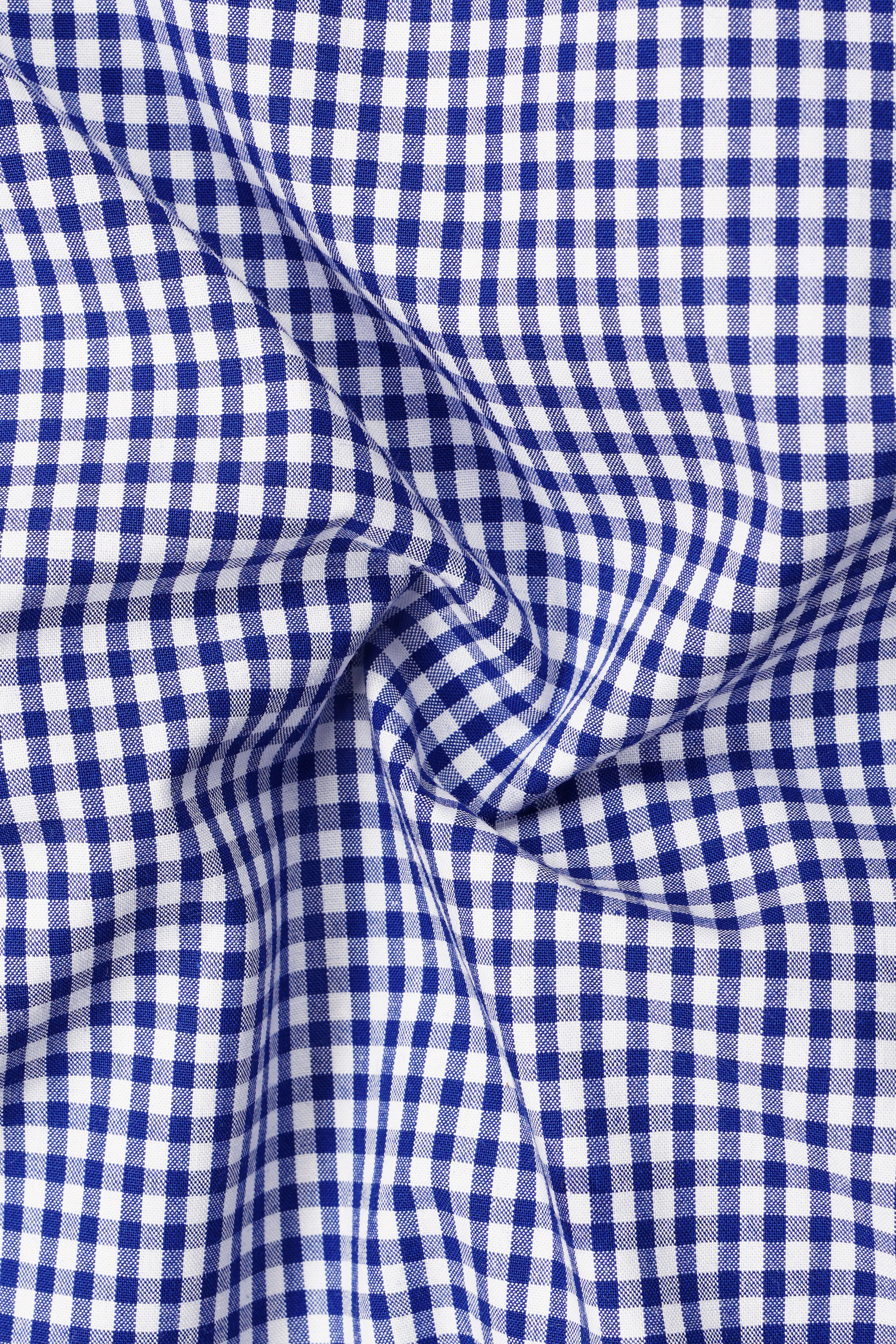 Violent Blue And Bright White Micro Checkered Poplin Giza Cotton Shirt