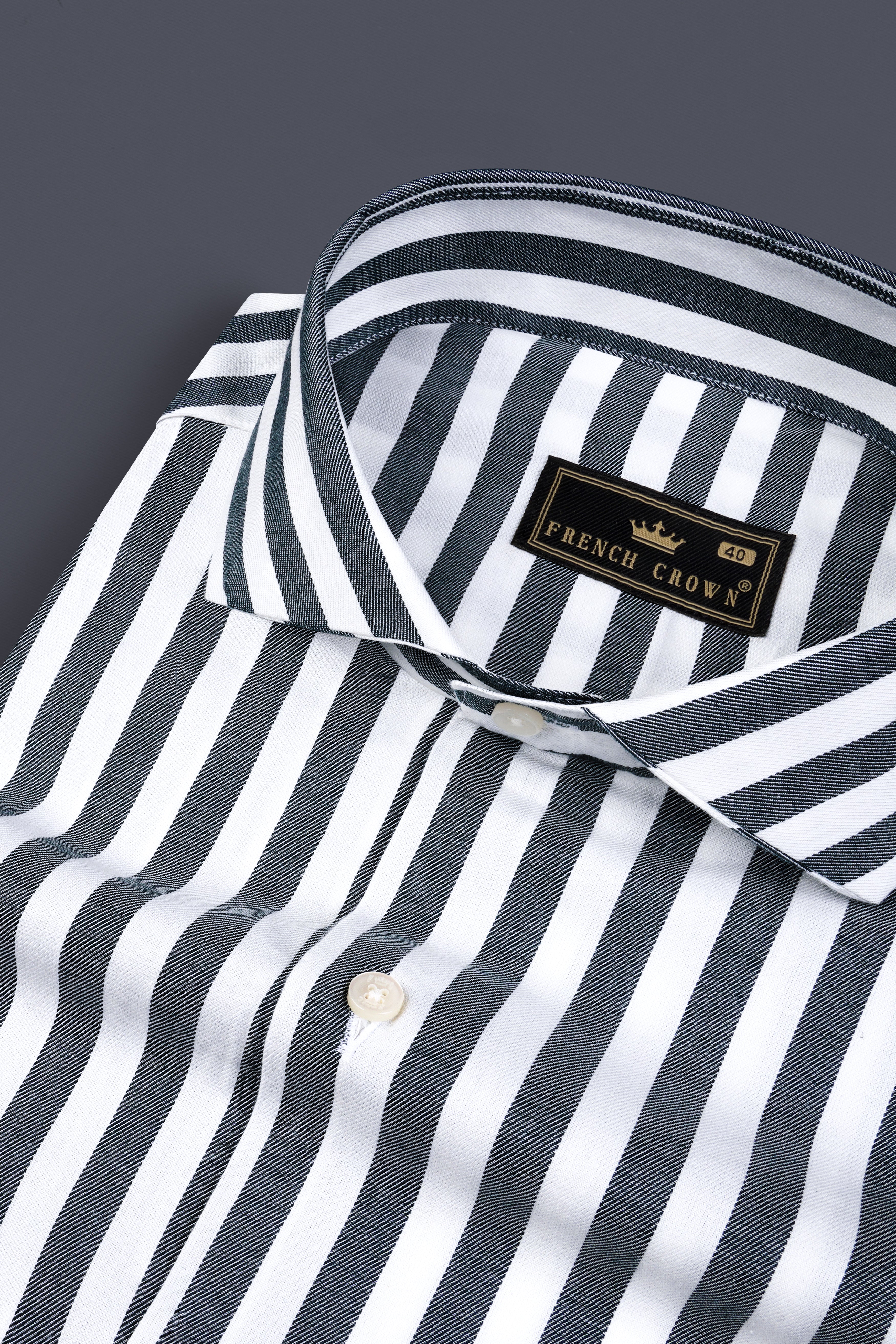 Iridium Gray And Bright White Twill Striped Cotton Shirt 12931-CA-38, 12931-CA-H-38, 12931-CA-39, 12931-CA-H-39, 12931-CA-40, 12931-CA-H-40, 12931-CA-42, 12931-CA-H-42, 12931-CA-44, 12931-CA-H-44, 12931-CA-46, 12931-CA-H-46, 12931-CA-48, 12931-CA-H-48, 12931-CA-50, 12931-CA-H-50, 12931-CA-52, 12931-CA-H-52