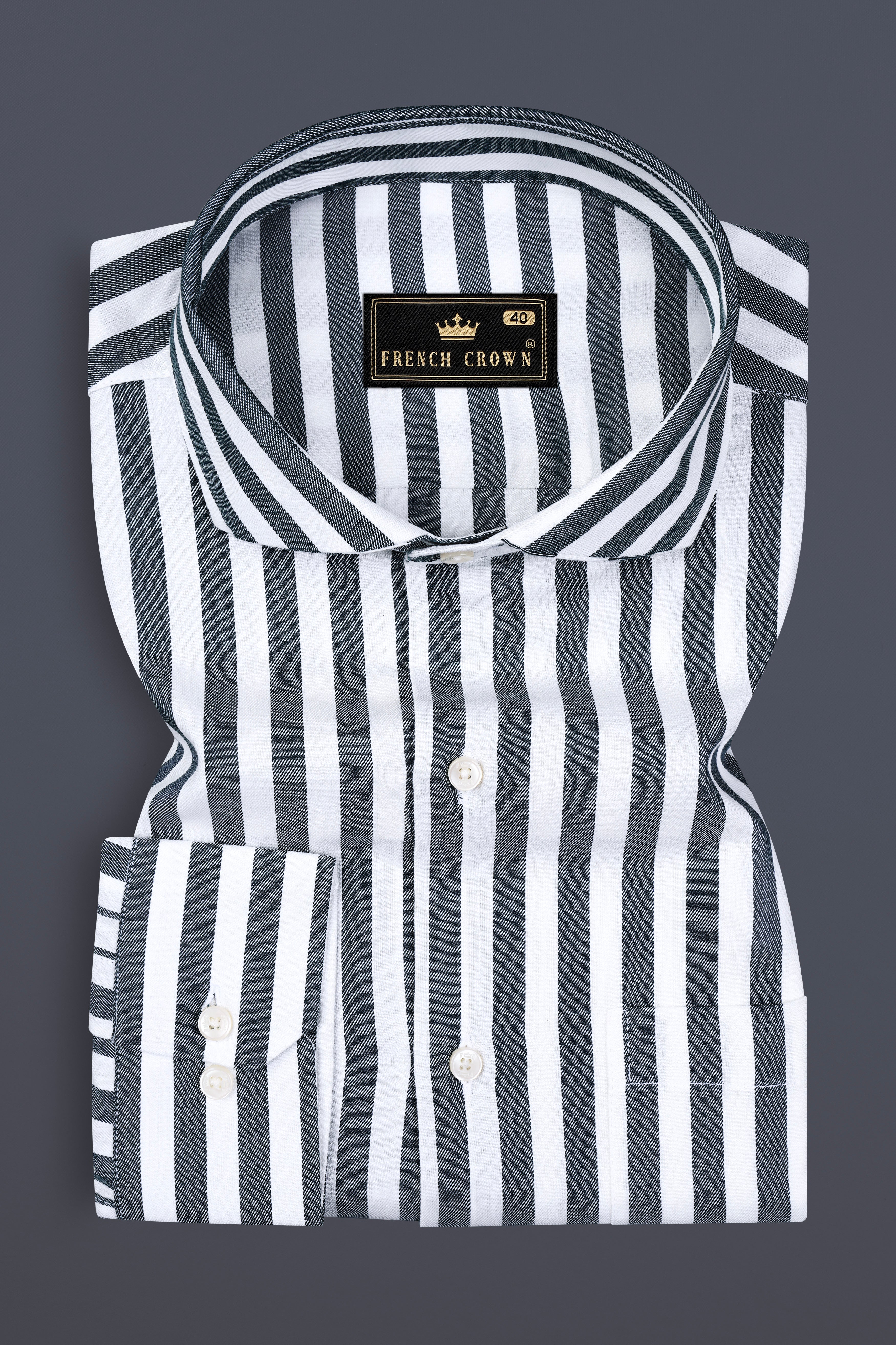 Iridium Gray And Bright White Twill Striped Cotton Shirt 12931-CA-38, 12931-CA-H-38, 12931-CA-39, 12931-CA-H-39, 12931-CA-40, 12931-CA-H-40, 12931-CA-42, 12931-CA-H-42, 12931-CA-44, 12931-CA-H-44, 12931-CA-46, 12931-CA-H-46, 12931-CA-48, 12931-CA-H-48, 12931-CA-50, 12931-CA-H-50, 12931-CA-52, 12931-CA-H-52