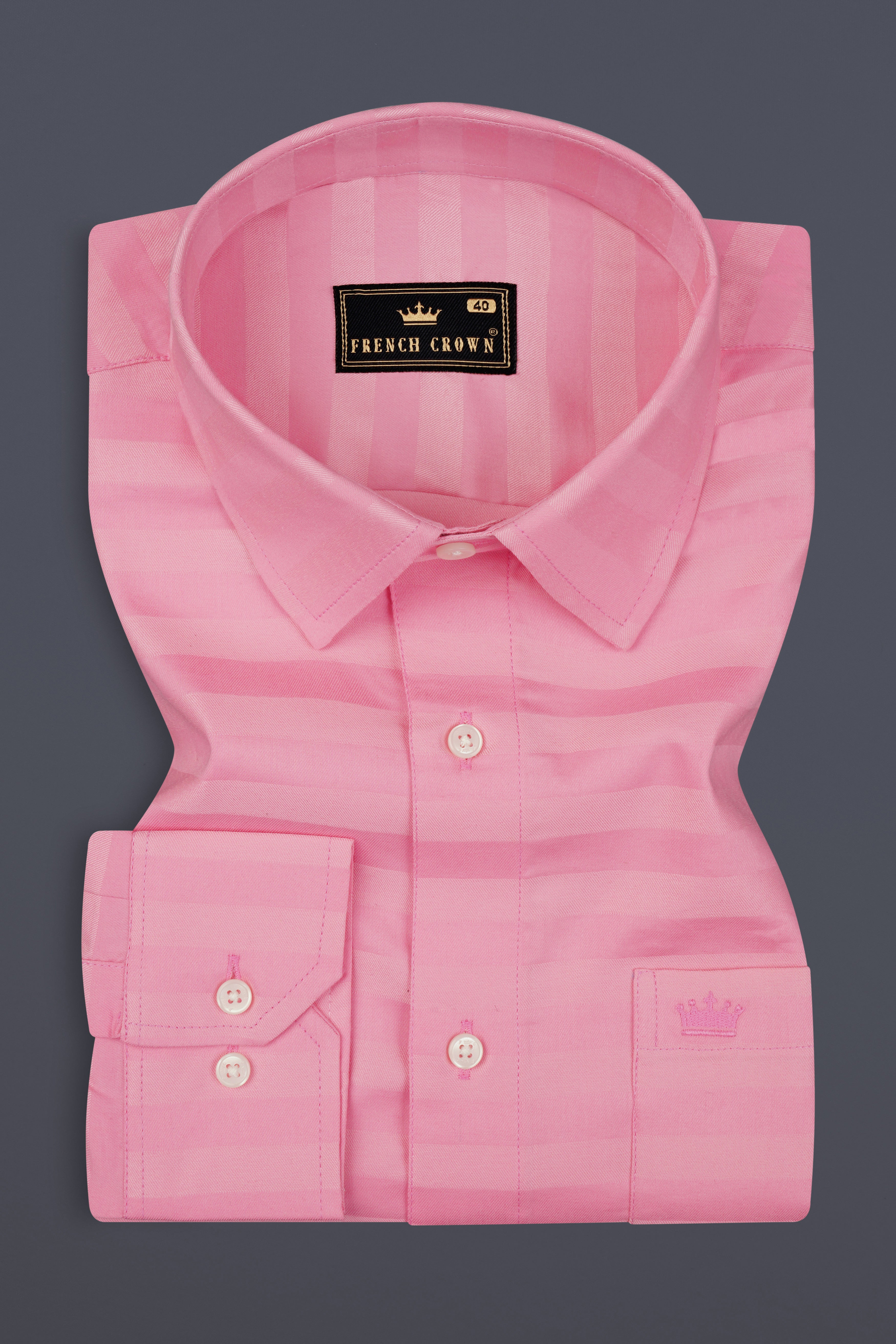 Rose Pink Striped Dobby Textured Premium Cotton Shirt 12932-38, 12932-H-38, 12932-39, 12932-H-39, 12932-40, 12932-H-40, 12932-42, 12932-H-42, 12932-44, 12932-H-44, 12932-46, 12932-H-46, 12932-48, 12932-H-48, 12932-50, 12932-H-50, 12932-52, 12932-H-52