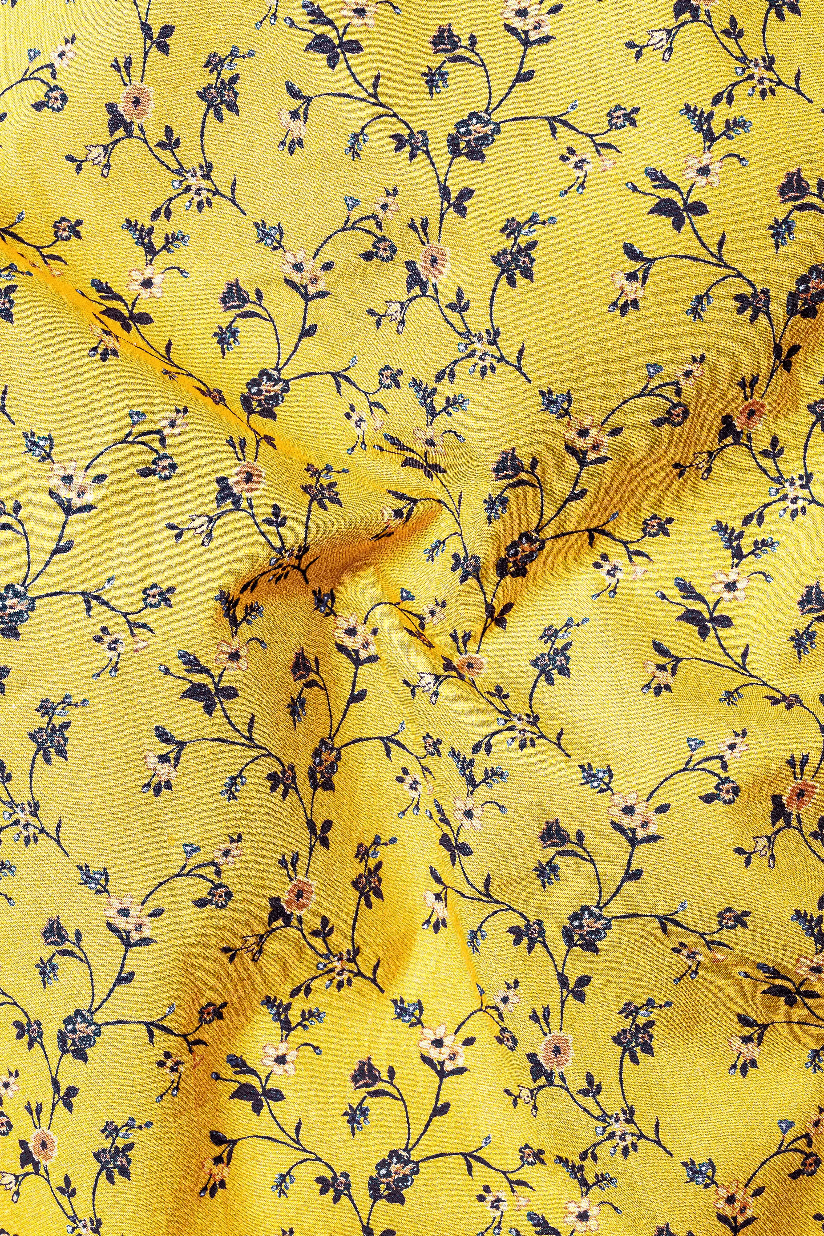 Naples Yellow Printed Giza Cotton Shirt