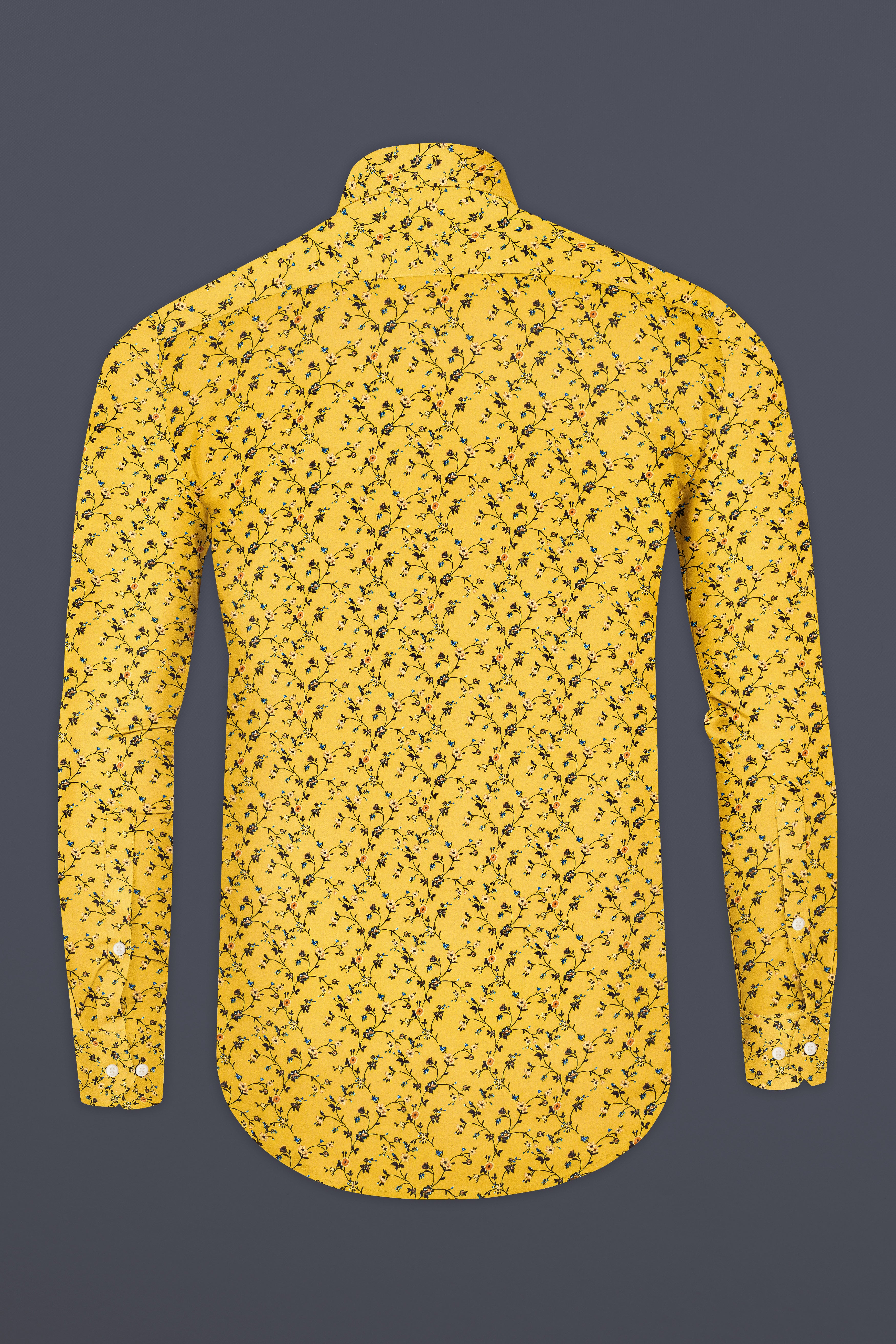 Naples Yellow Printed Giza Cotton Shirt