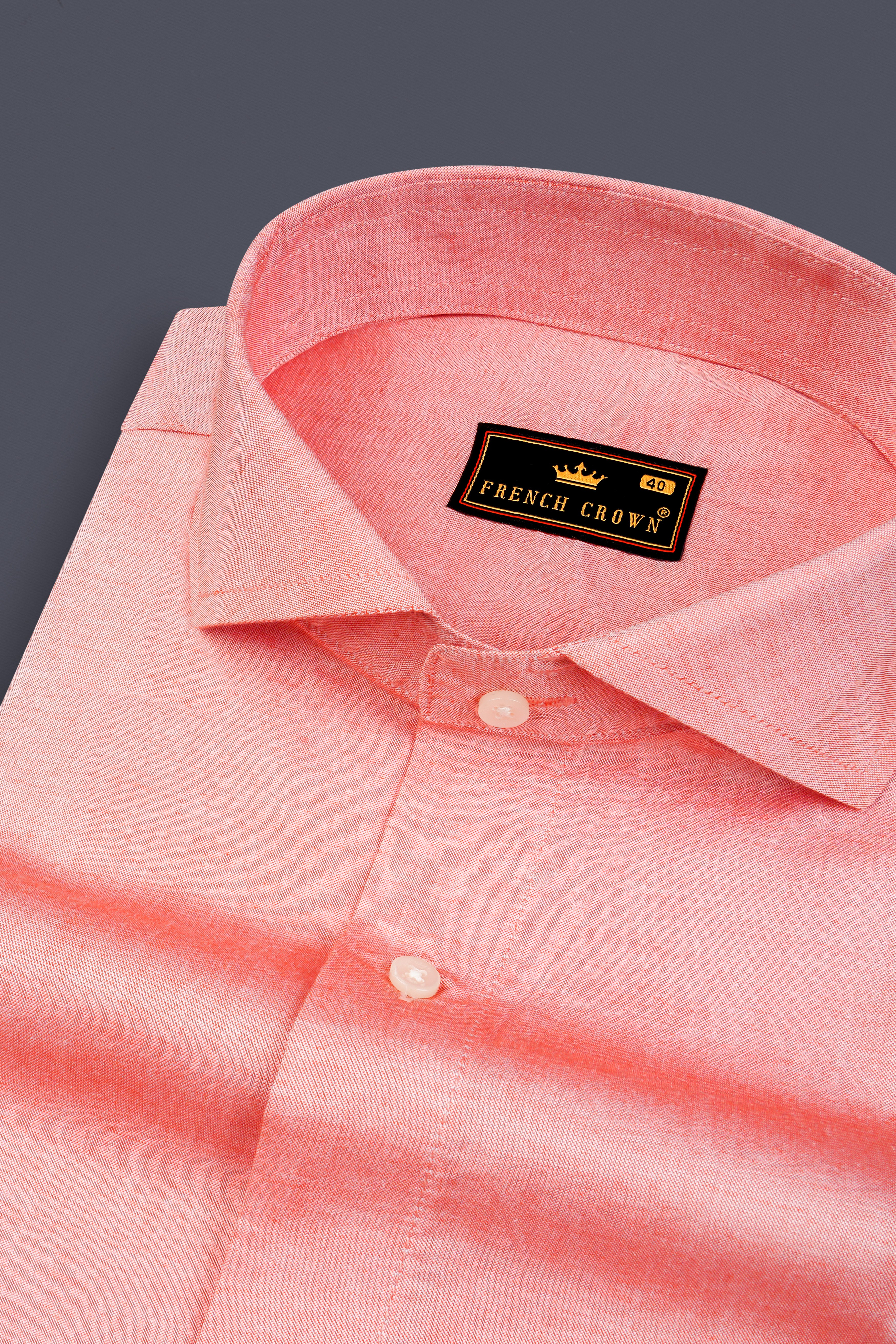 Geraldine peach Solid Chambray Premium Giza Cotton Shirt