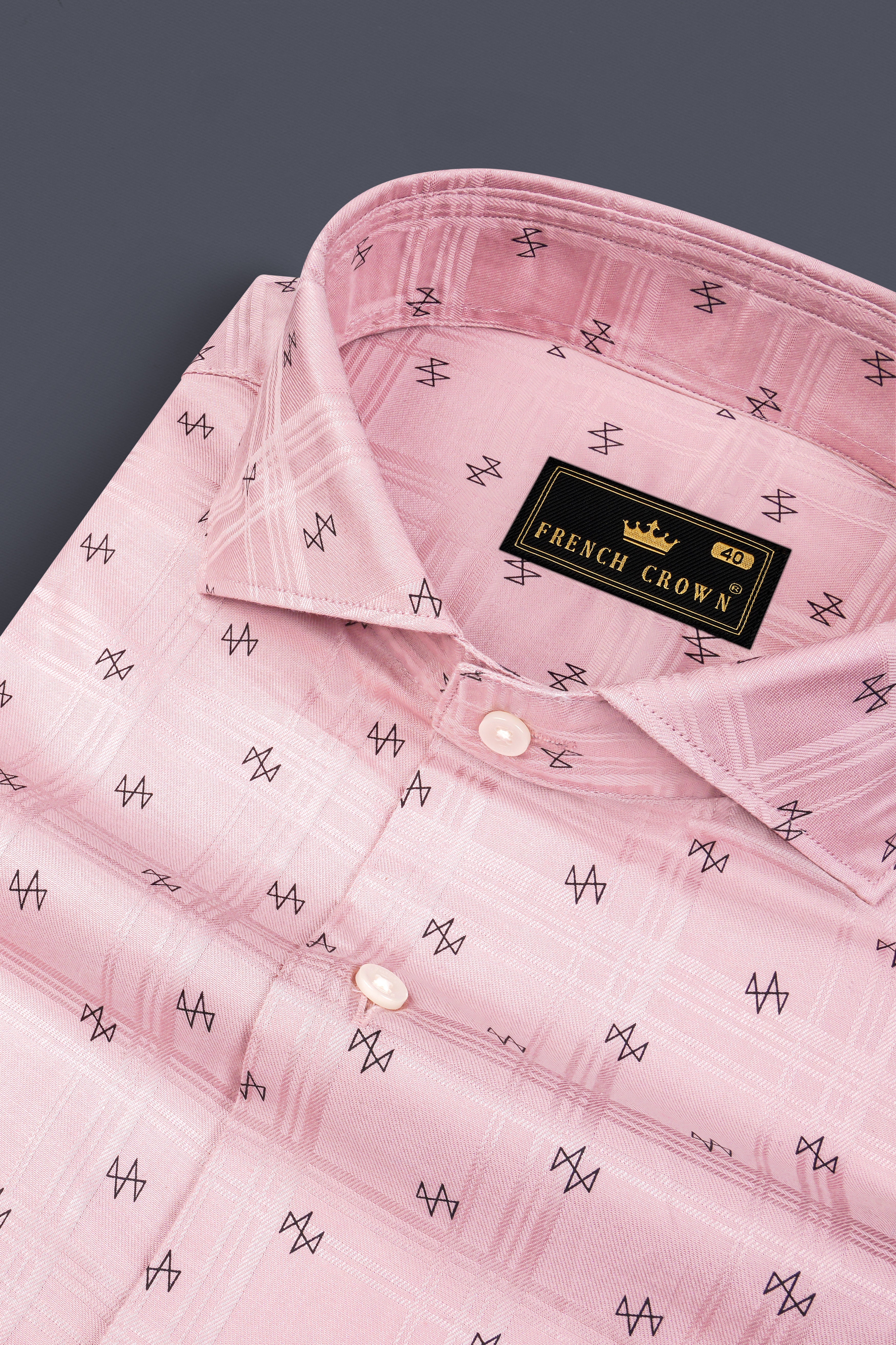 Thistle Pink Printed Dobby Premium Cotton Shirt