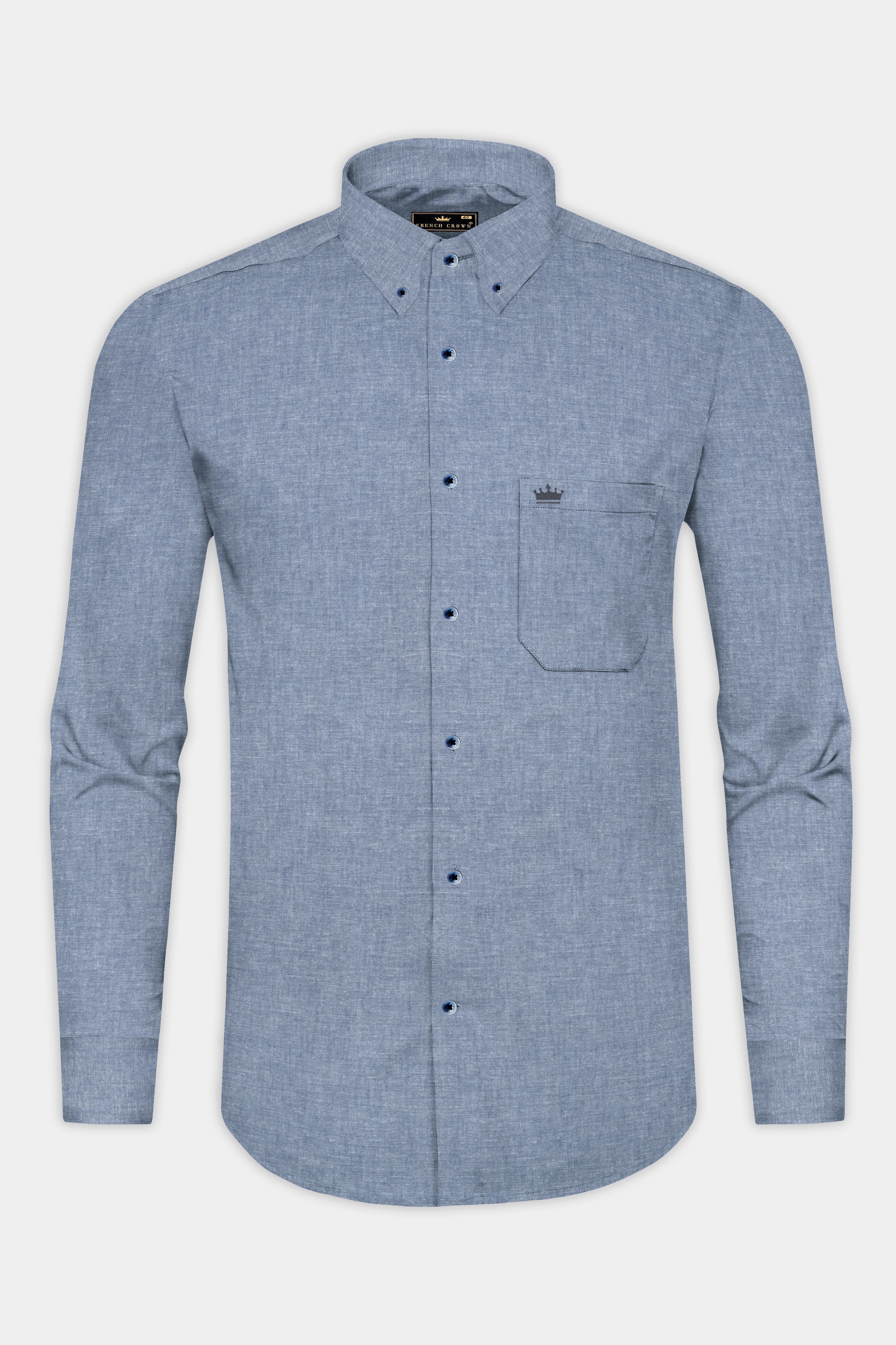 Metallic Blue Solid Royal Oxford Shirt