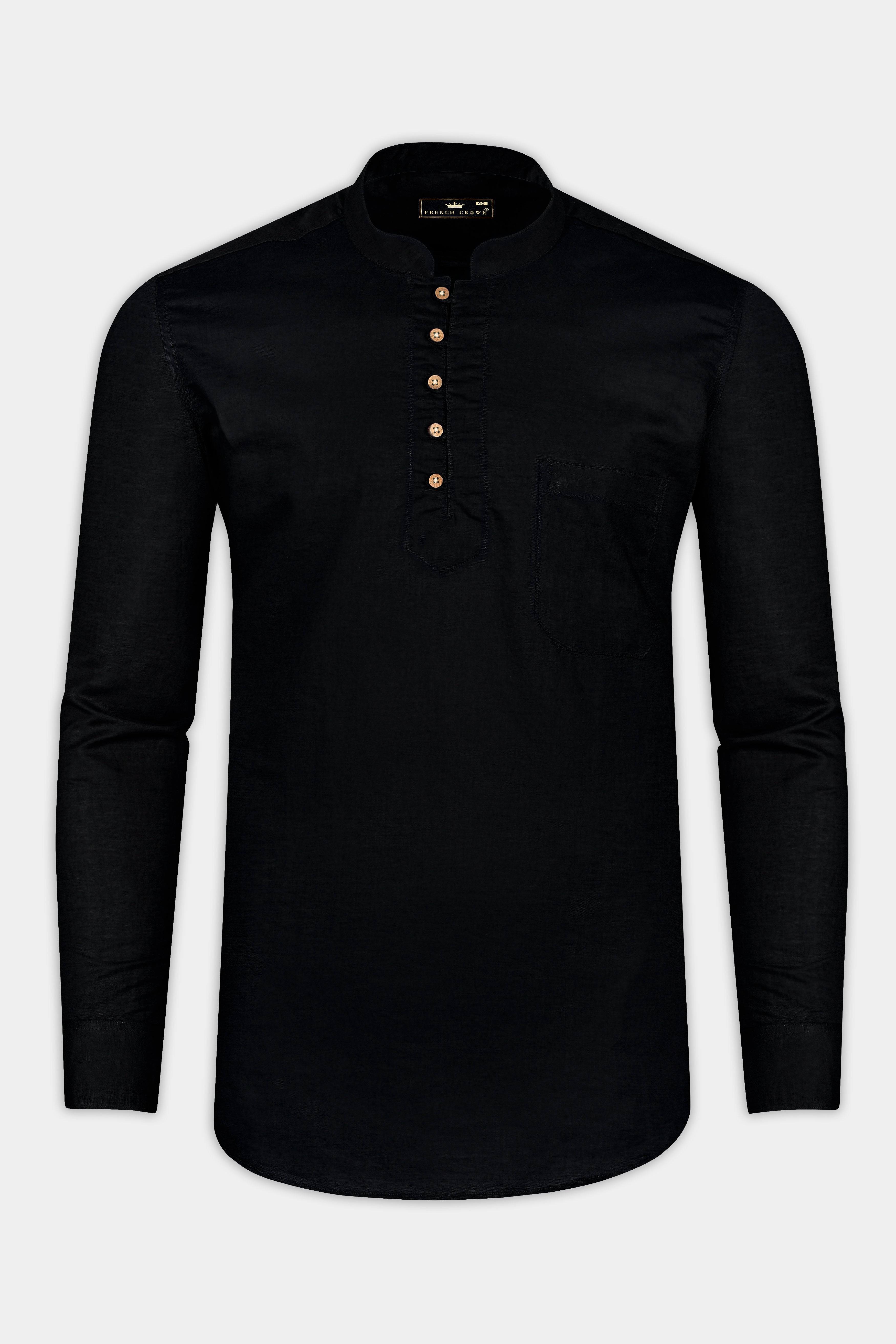 Jade Black Solid Giza Cotton Kurta Shirt 12941-KS-38, 12941-KS-H-38, 12941-KS-39, 12941-KS-H-39, 12941-KS-40, 12941-KS-H-40, 12941-KS-42, 12941-KS-H-42, 12941-KS-44, 12941-KS-H-44, 12941-KS-46, 12941-KS-H-46, 12941-KS-48, 12941-KS-H-48, 12941-KS-50, 12941-KS-H-50, 12941-KS-52, 12941-KS-H-52