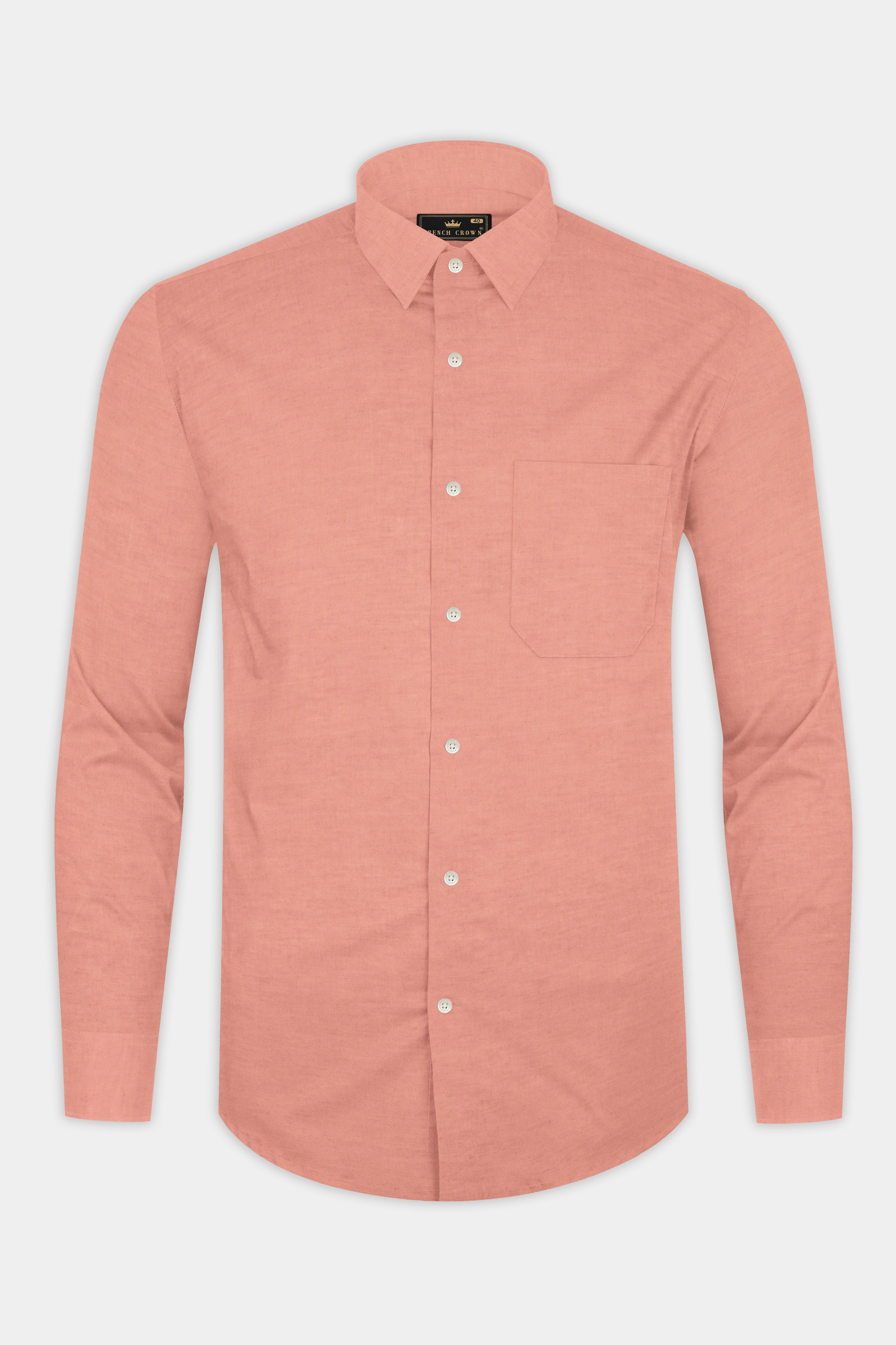 Tangerine Peach Solid Tencel Linen Luxurious Blend Shirt