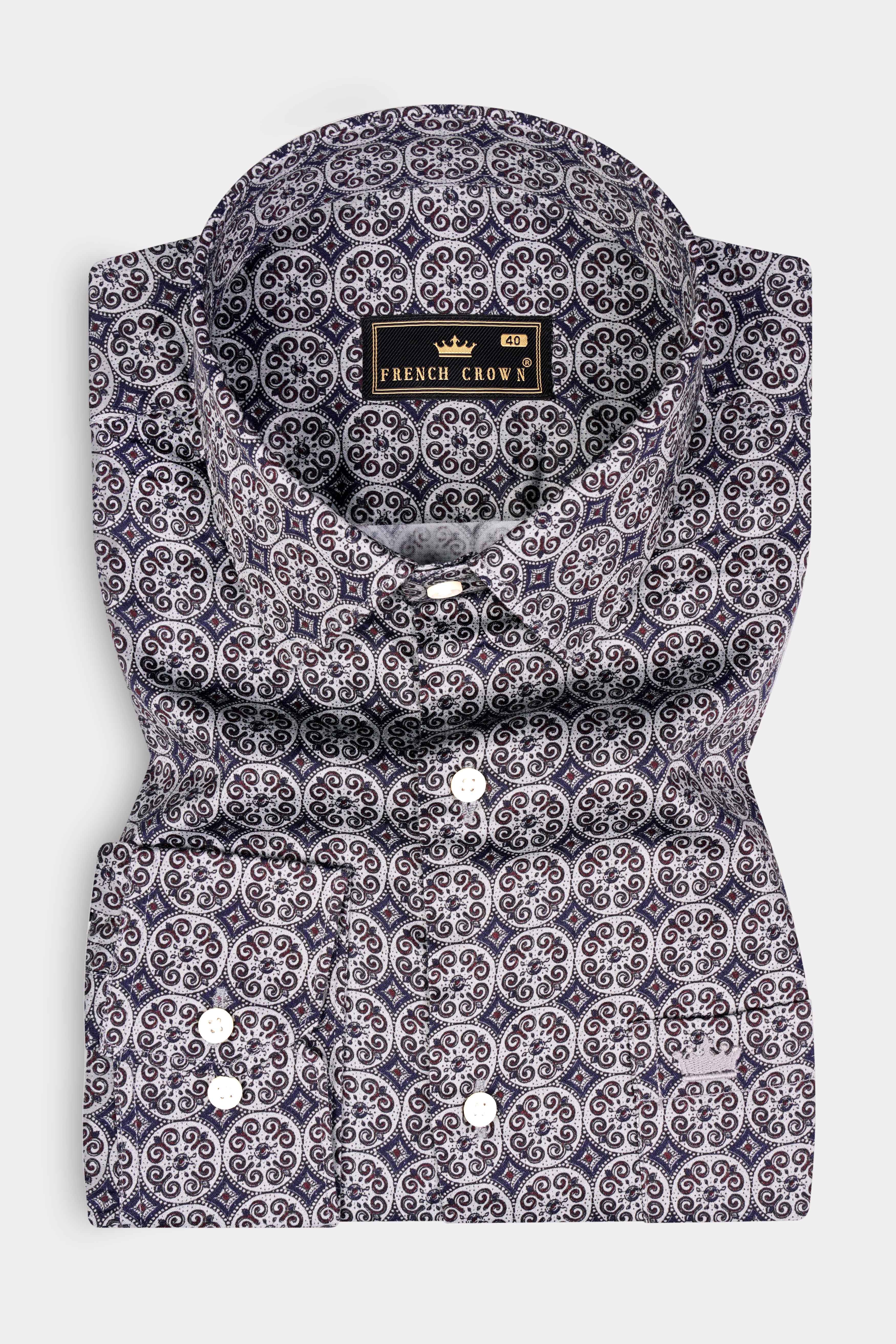 Santa Gray And Martinique Purple Printed Subtle Sheen Super Soft Premium Cotton Shirt 12943-38, 12943-H-38, 12943-39, 12943-H-39, 12943-40, 12943-H-40, 12943-42, 12943-H-42, 12943-44, 12943-H-44, 12943-46, 12943-H-46, 12943-48, 12943-H-48, 12943-50, 12943-H-50, 12943-52, 12943-H-52