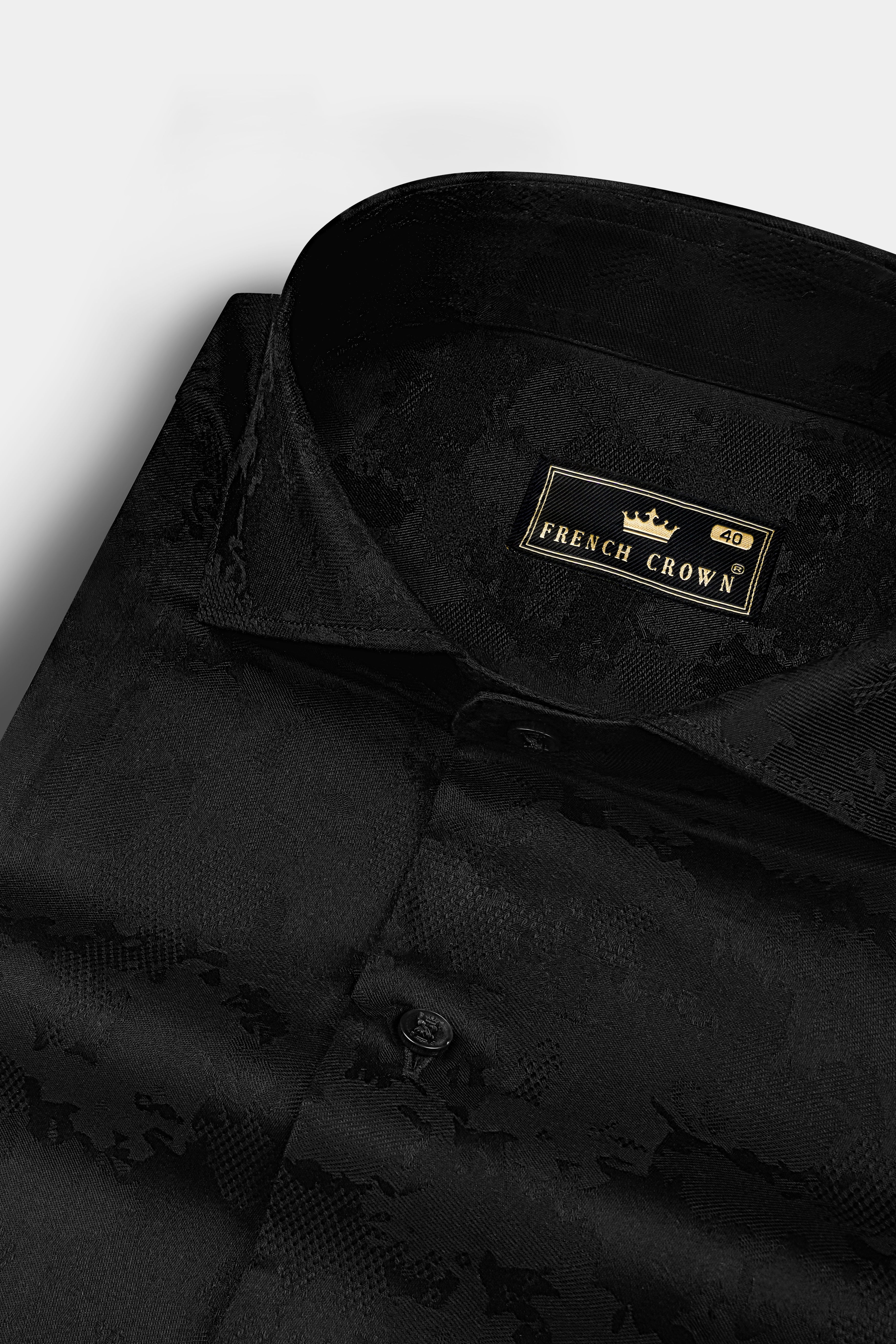 Jade Black Jacquard Textured Premium Cotton Shirt