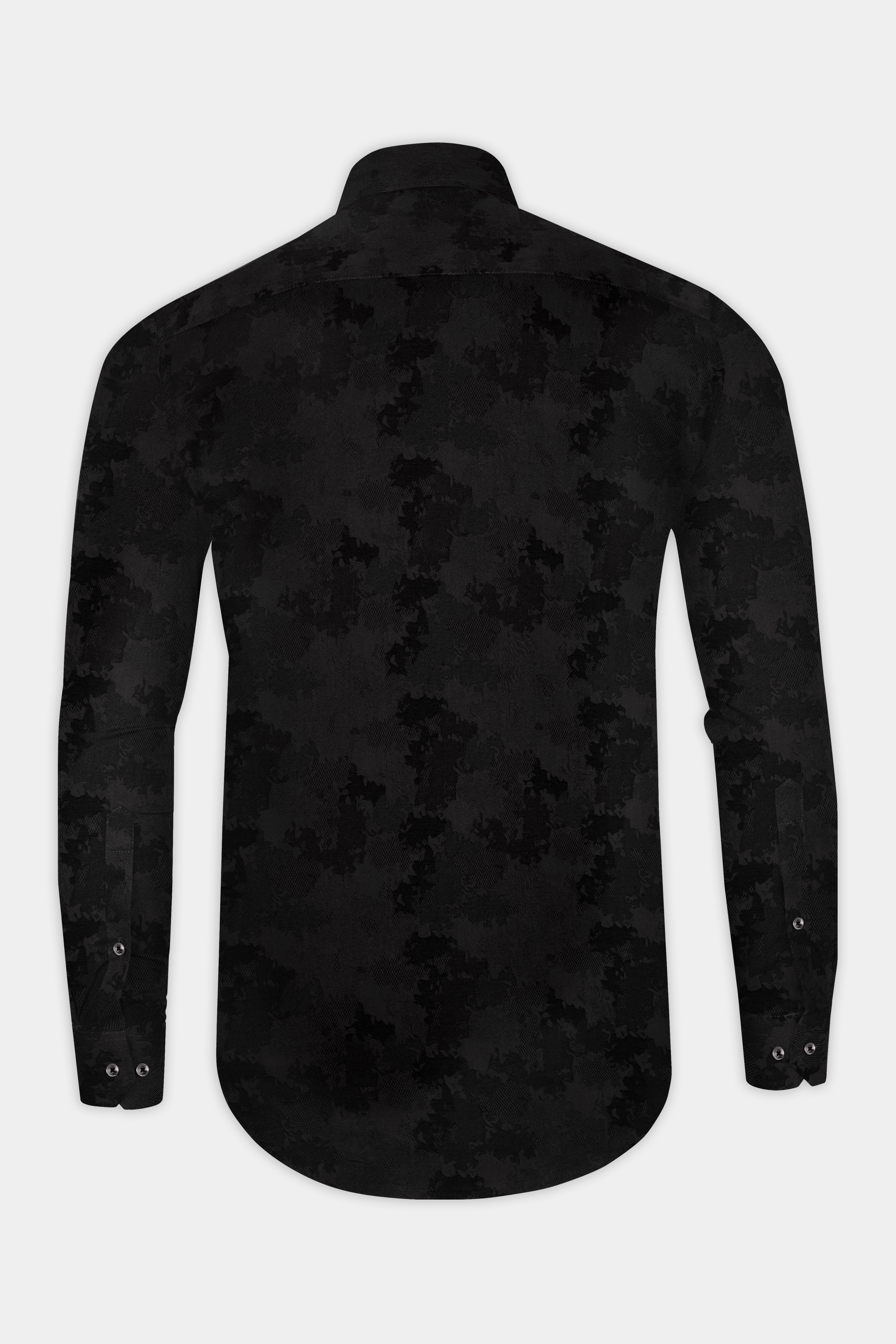 Jade Black Jacquard Textured Premium Cotton Shirt