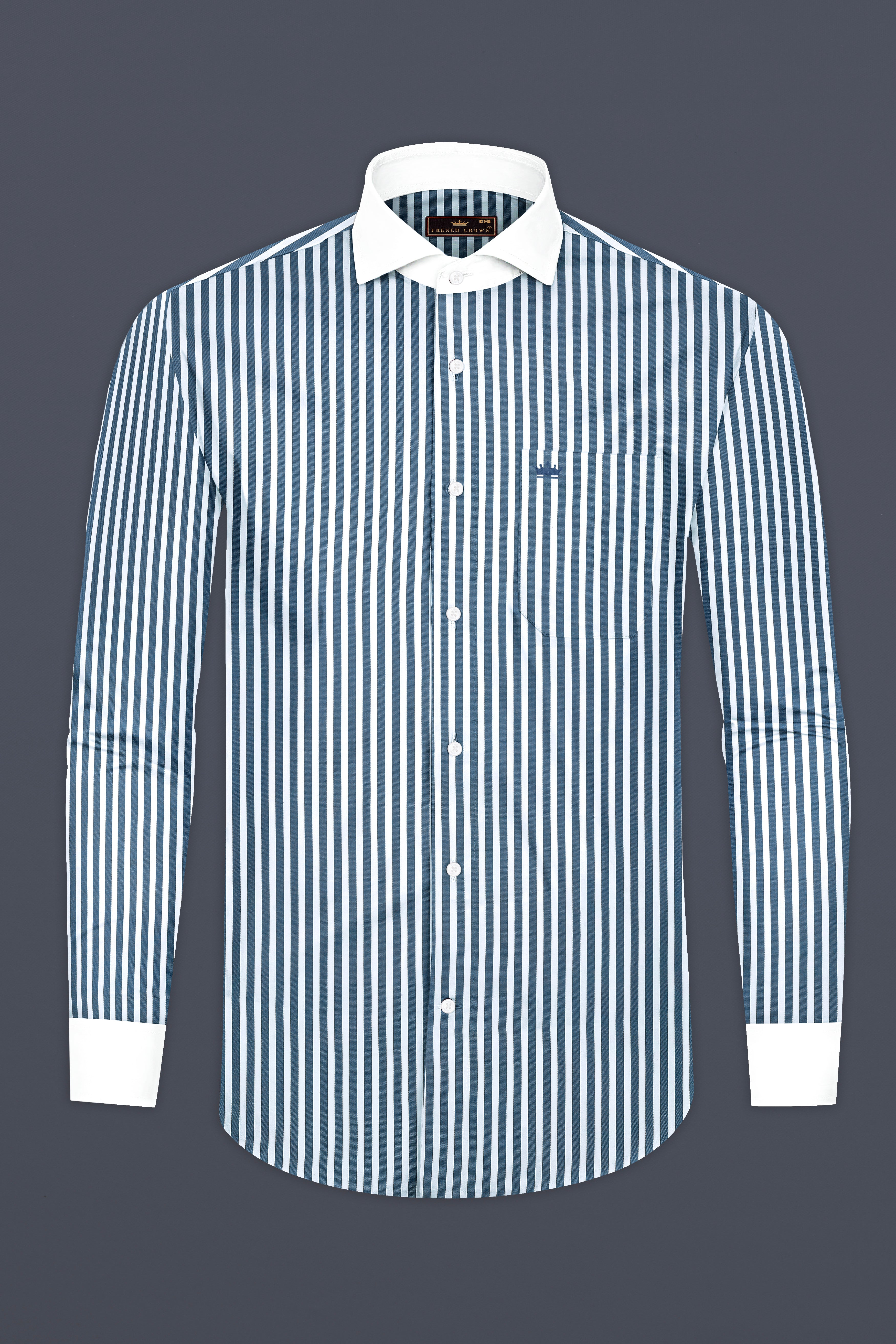 Dianne Blue And Bright White Striped Royal Oxford Premium Cotton Shirt