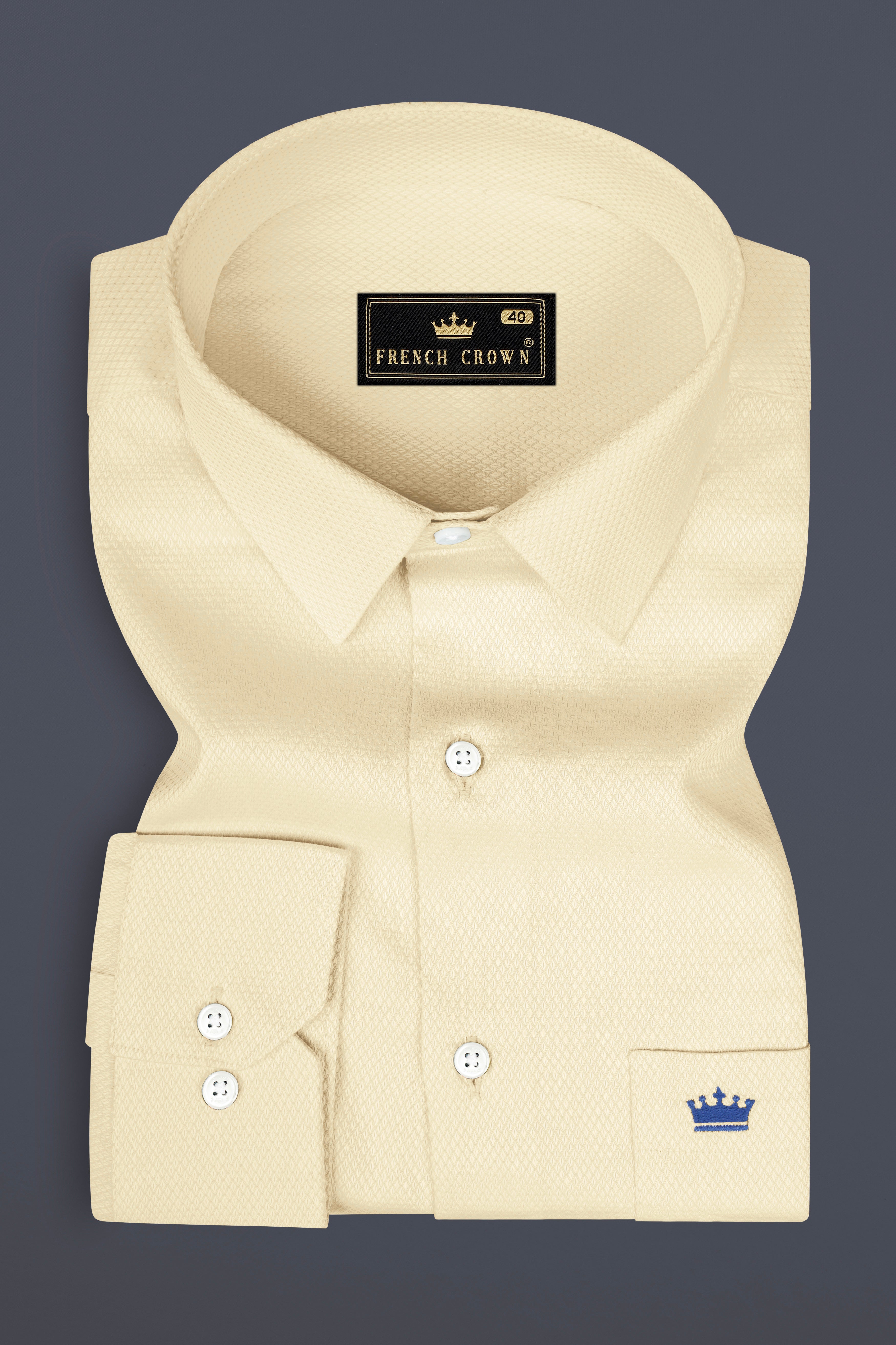 Givry Cream Dobby Textured Premium Giza Cotton Shirt 12954-38, 12954-H-38, 12954-39, 12954-H-39, 12954-40, 12954-H-40, 12954-42, 12954-H-42, 12954-44, 12954-H-44, 12954-46, 12954-H-46, 12954-48, 12954-H-48, 12954-50, 12954-H-50, 12954-52, 12954-H-52