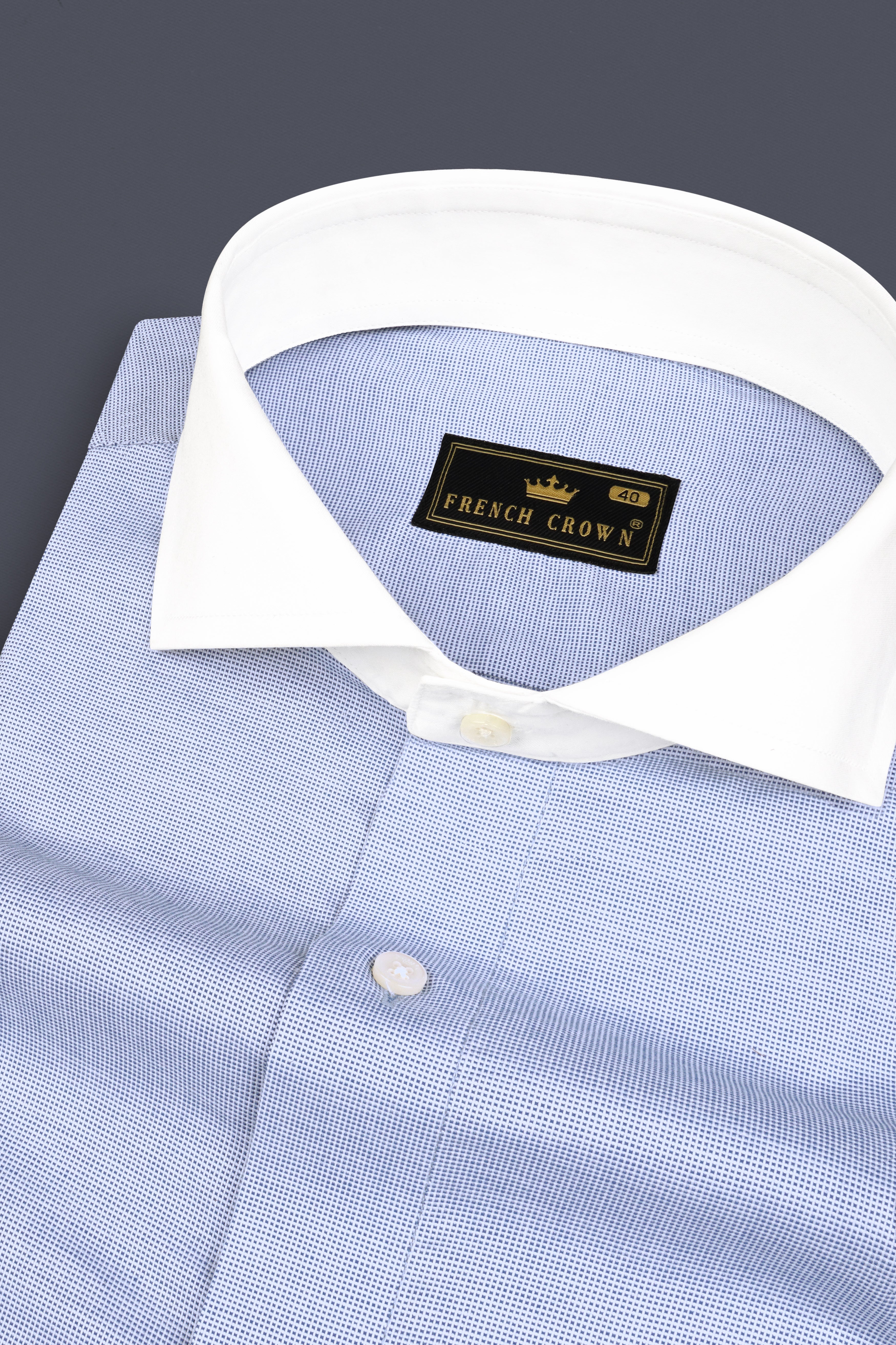 Periwinkle Blue Dobby Textured Premium Giza Cotton Shirt