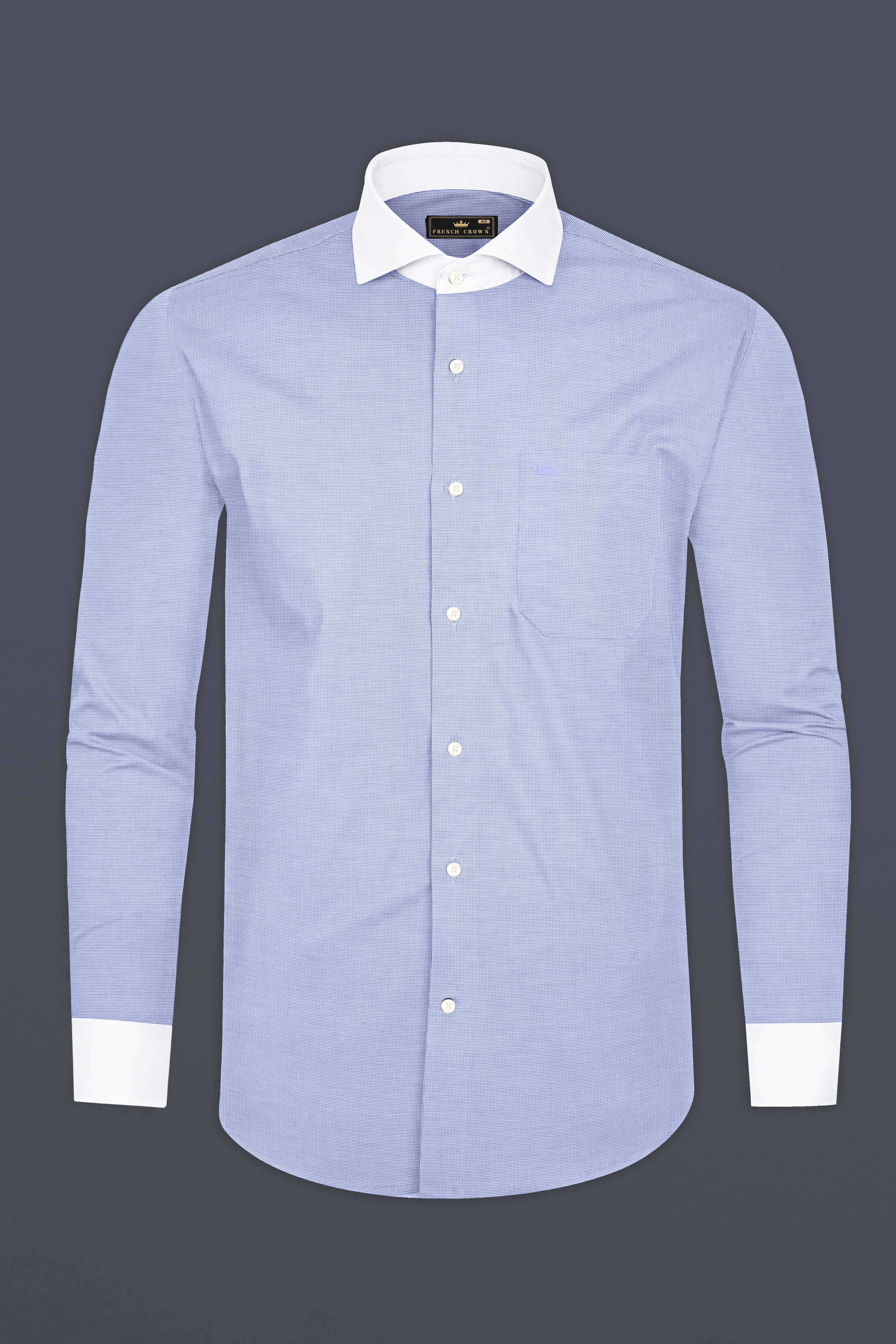 Periwinkle Blue Dobby Textured Premium Giza Cotton Shirt