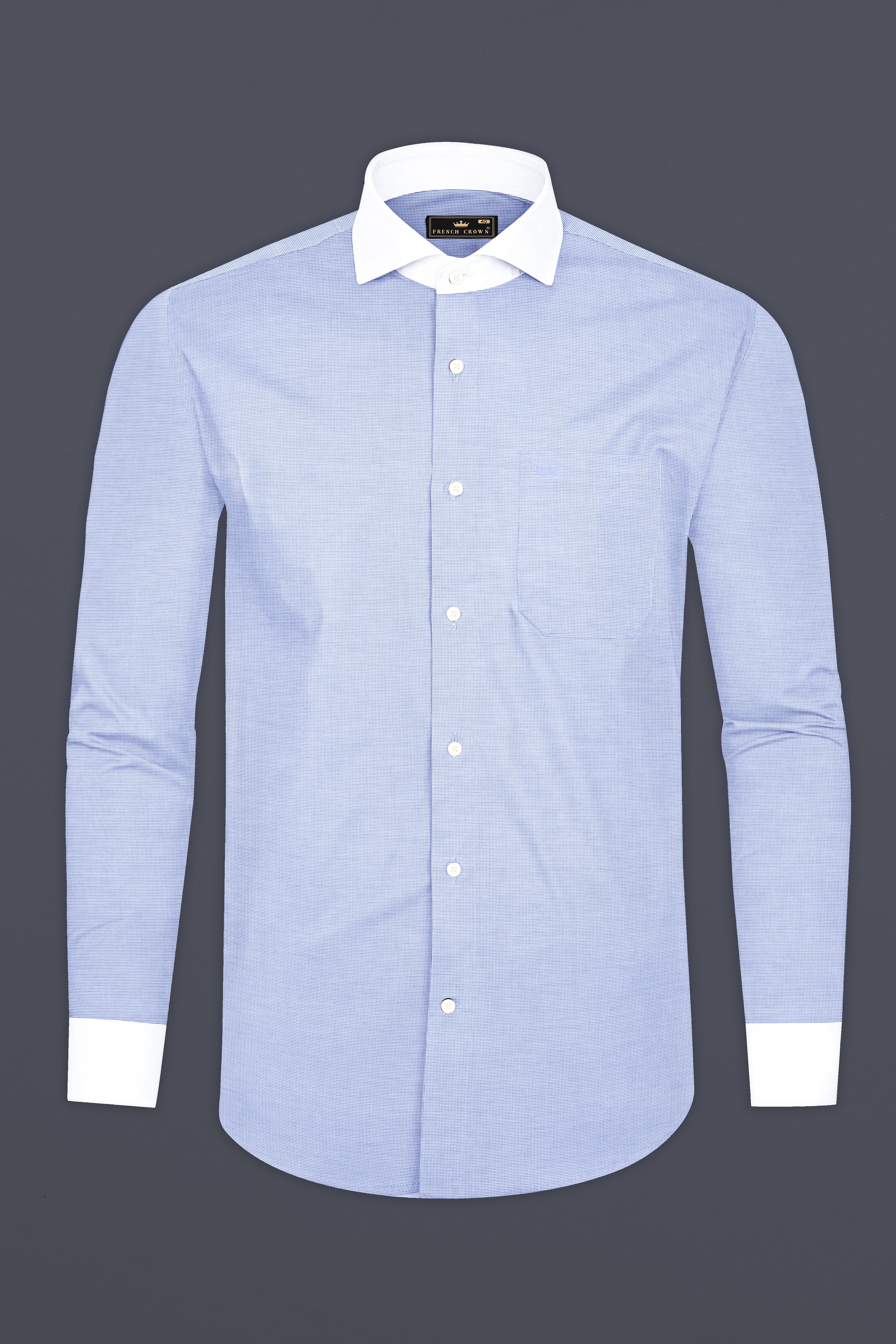 Periwinkle Blue Dobby Textured Premium Giza Cotton Shirt