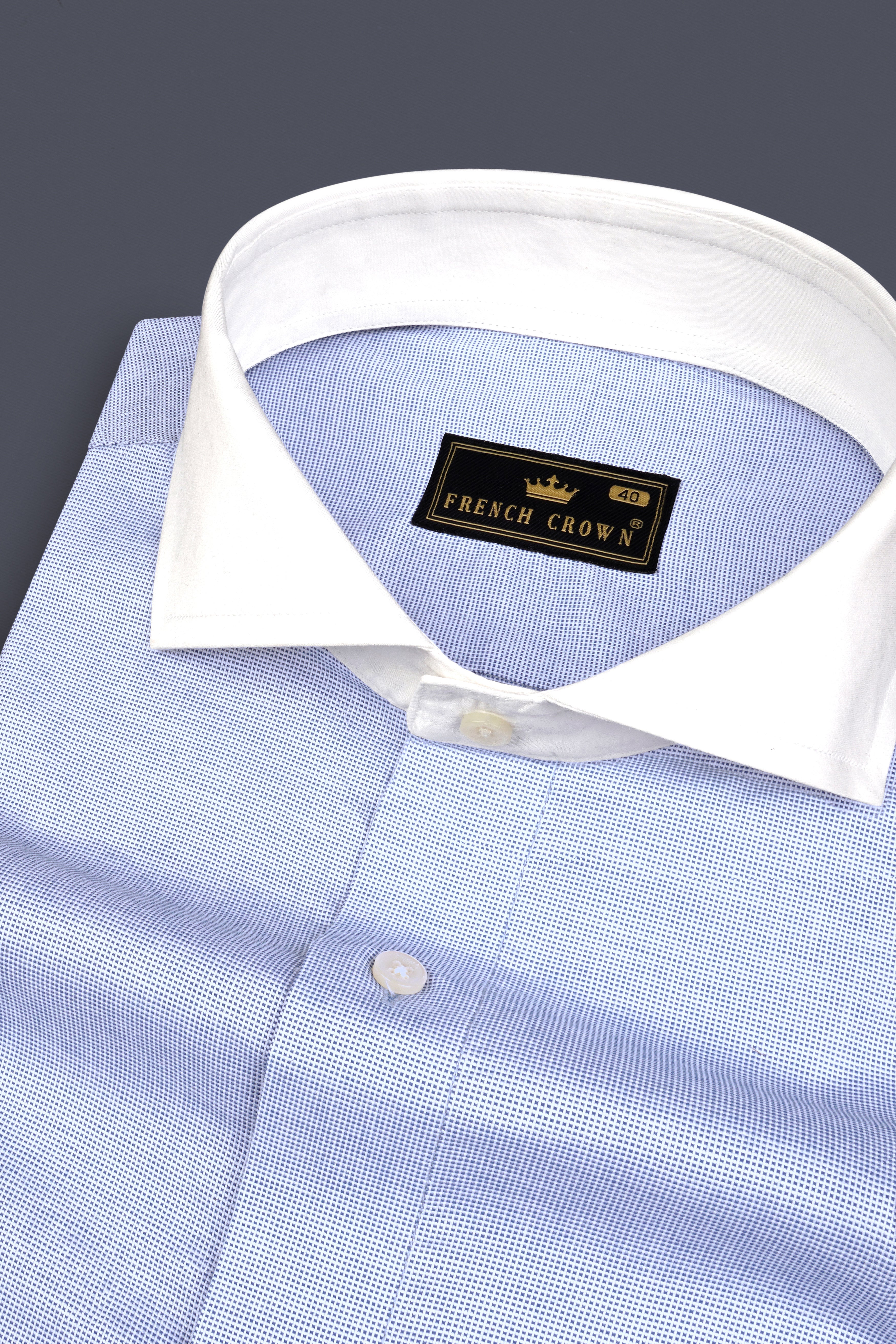 Periwinkle Blue Dobby Textured Premium Giza Cotton Shirt