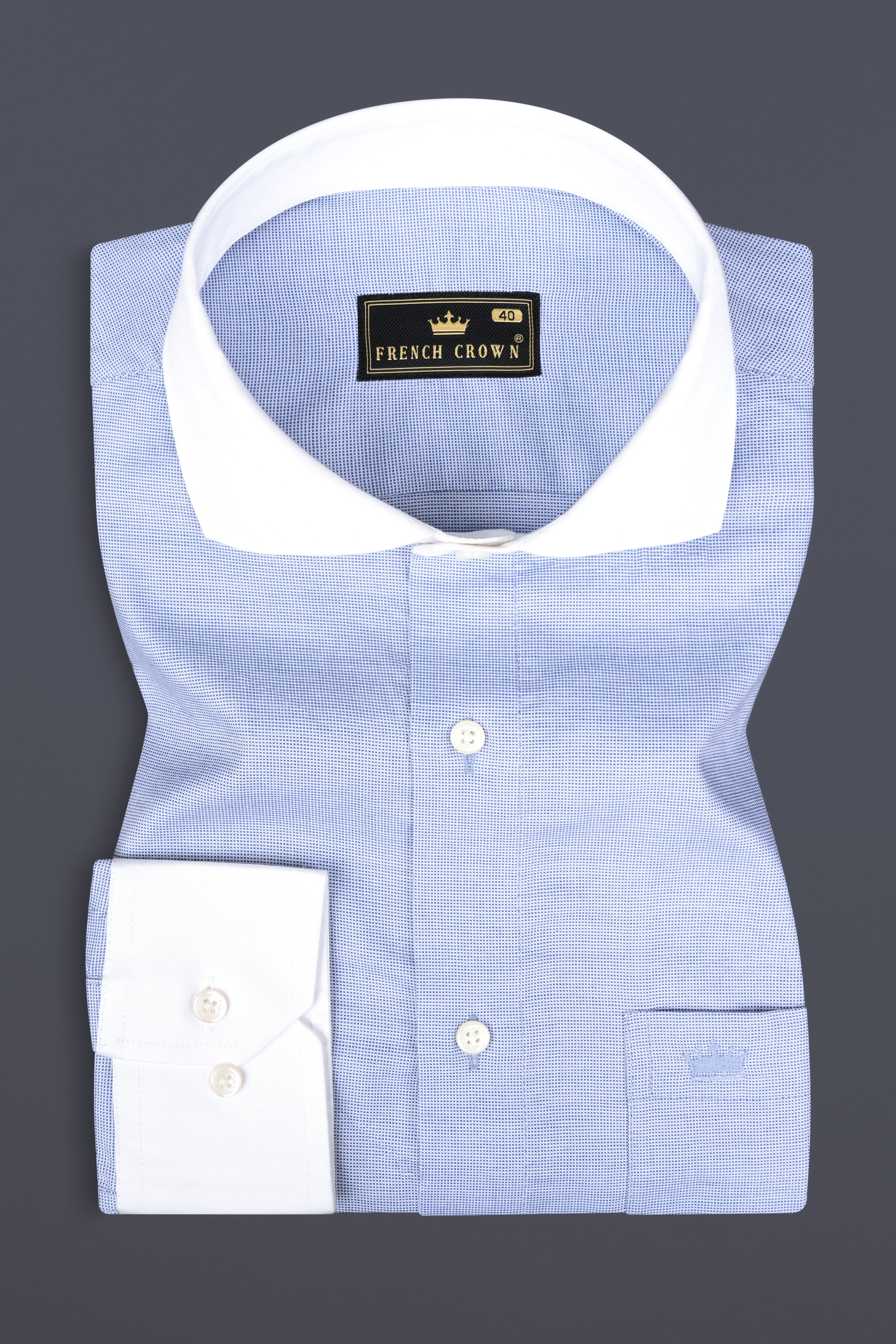 Periwinkle Blue Dobby Textured Premium Giza Cotton Shirt