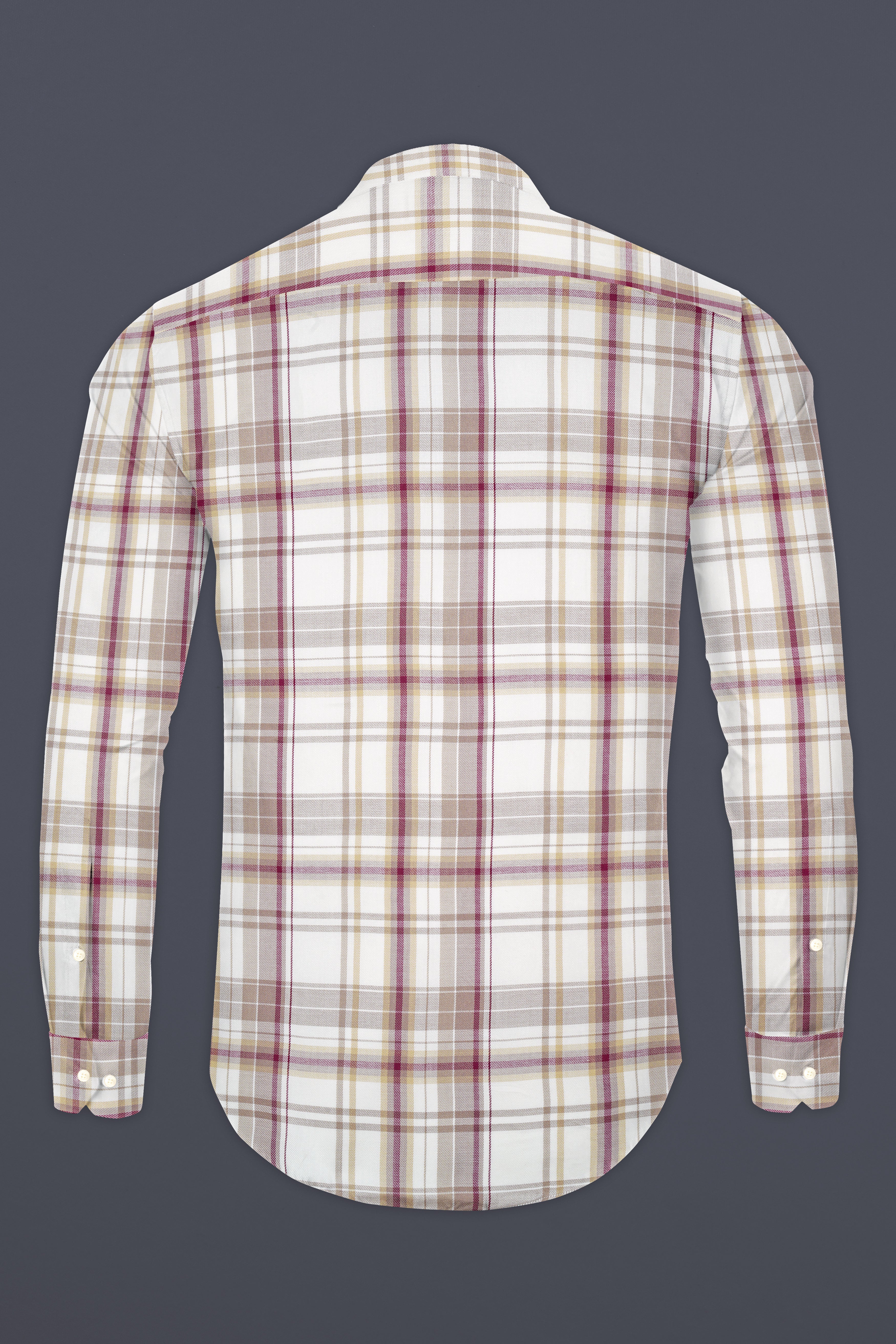 Spring Cream And Raspberry Pink Checked Super Soft Tencel Shirt