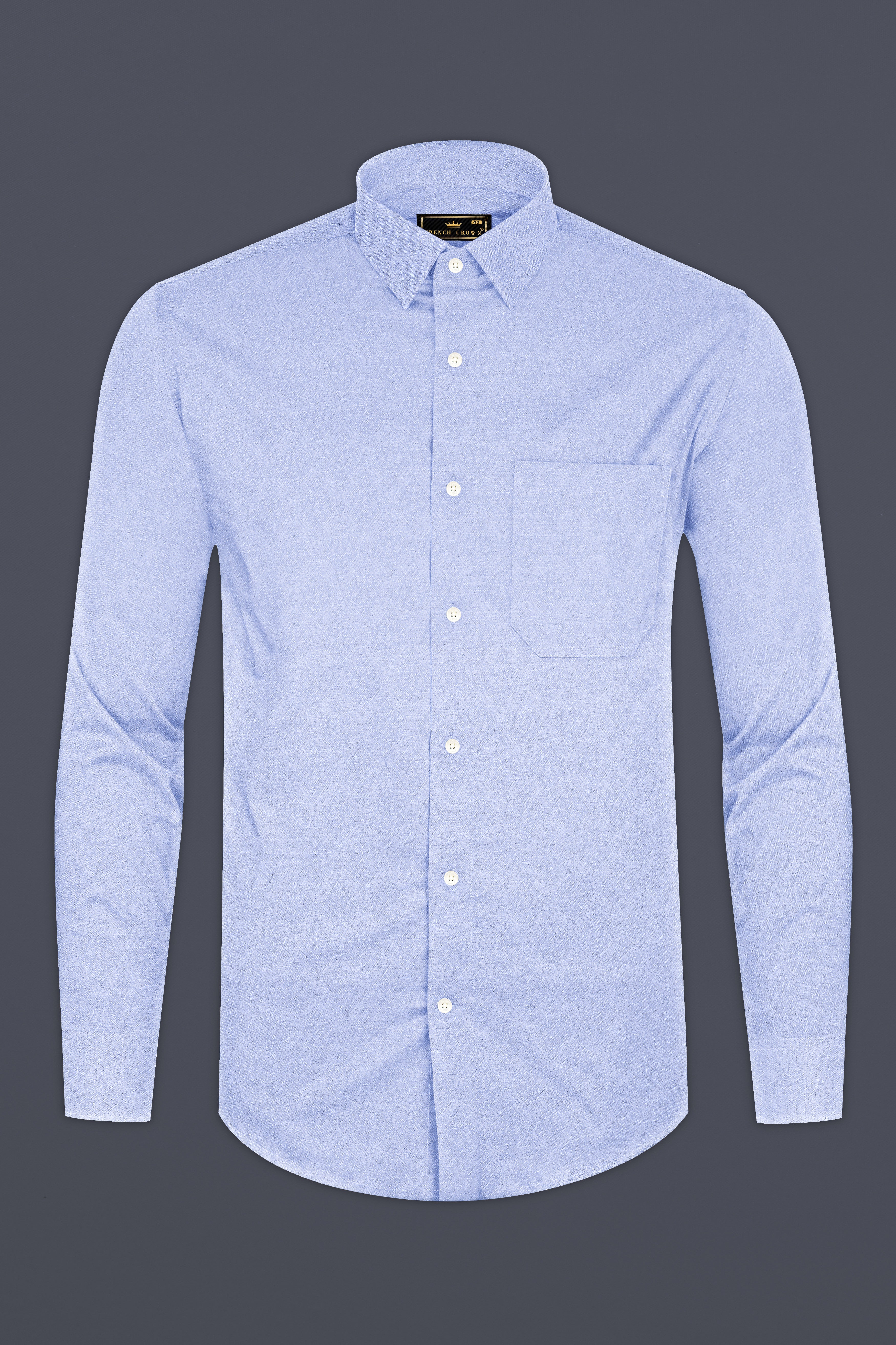 Angel Blue Jacquard Textured Premium Cotton Shirt