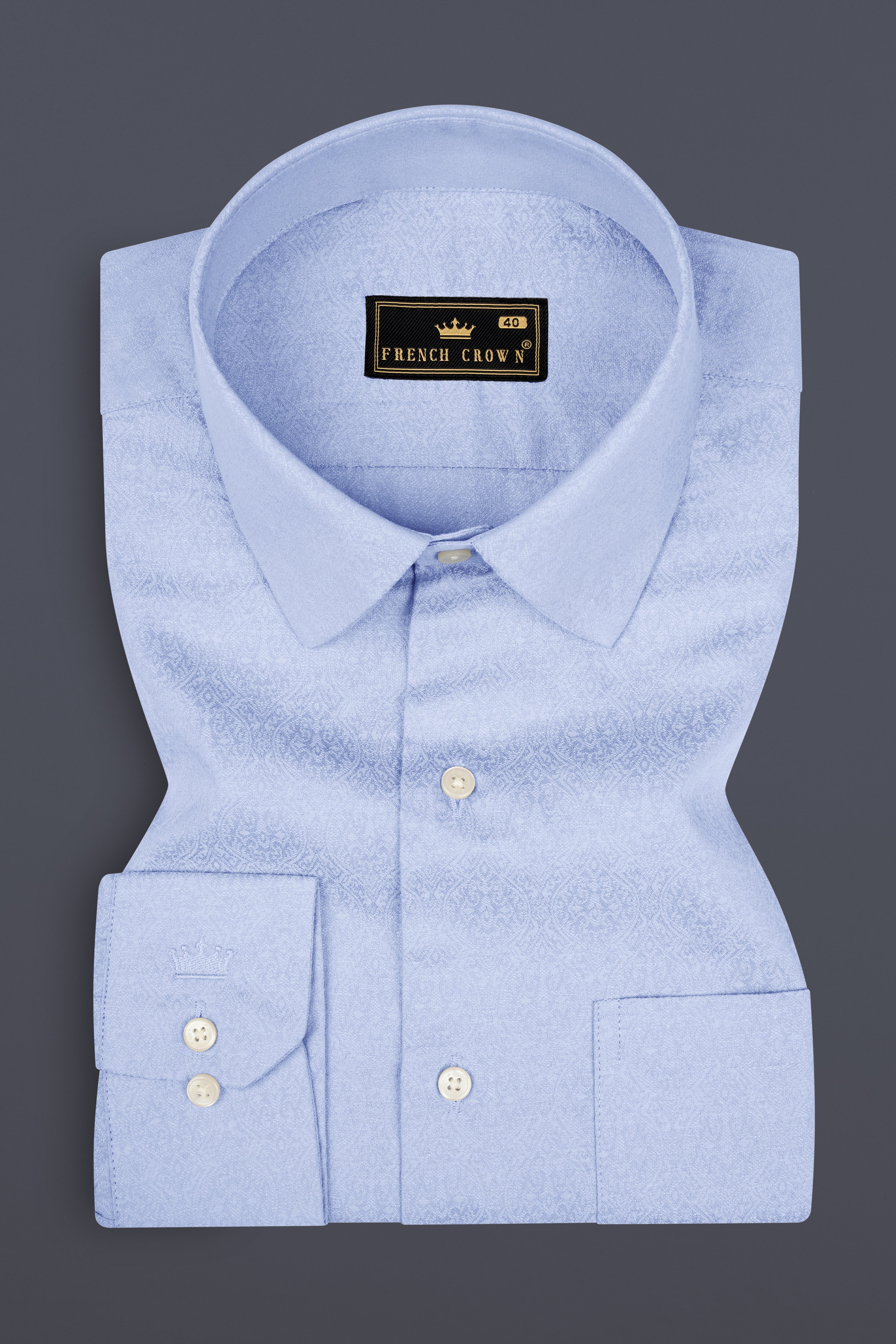 Angel Blue Jacquard Textured Premium Cotton Shirt