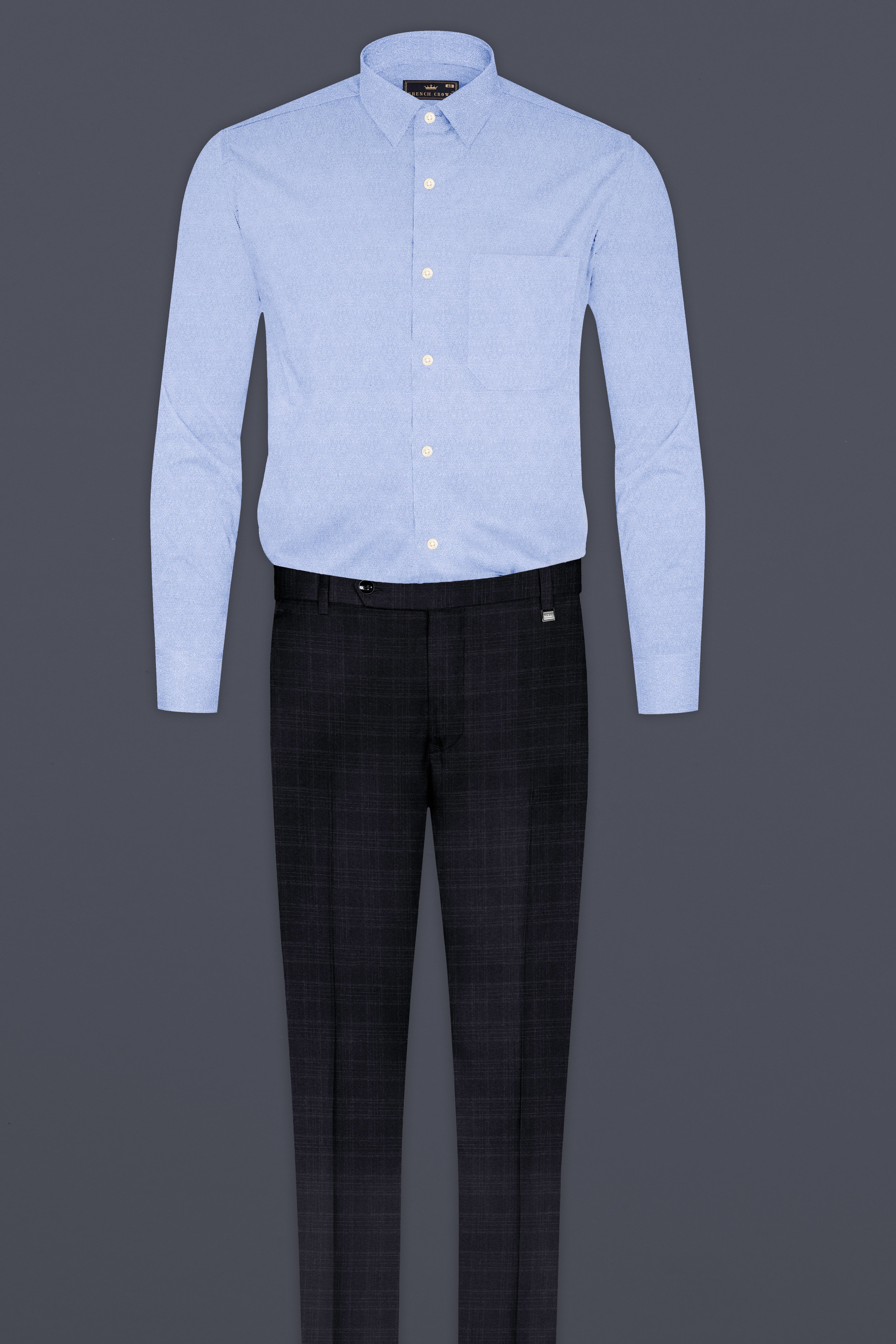 Angel Blue Jacquard Textured Premium Cotton Shirt