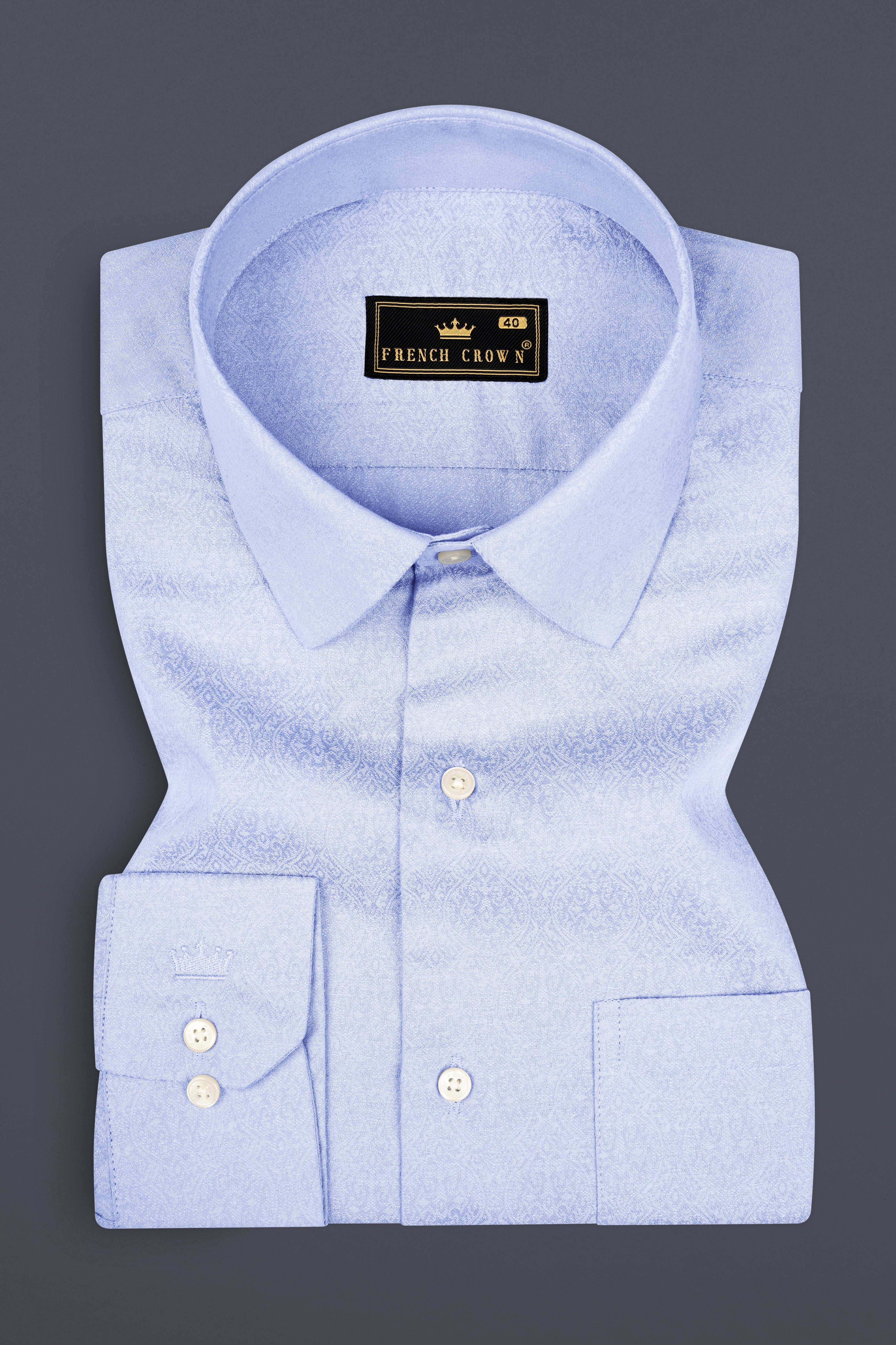 Angel Blue Jacquard Textured Premium Cotton Shirt