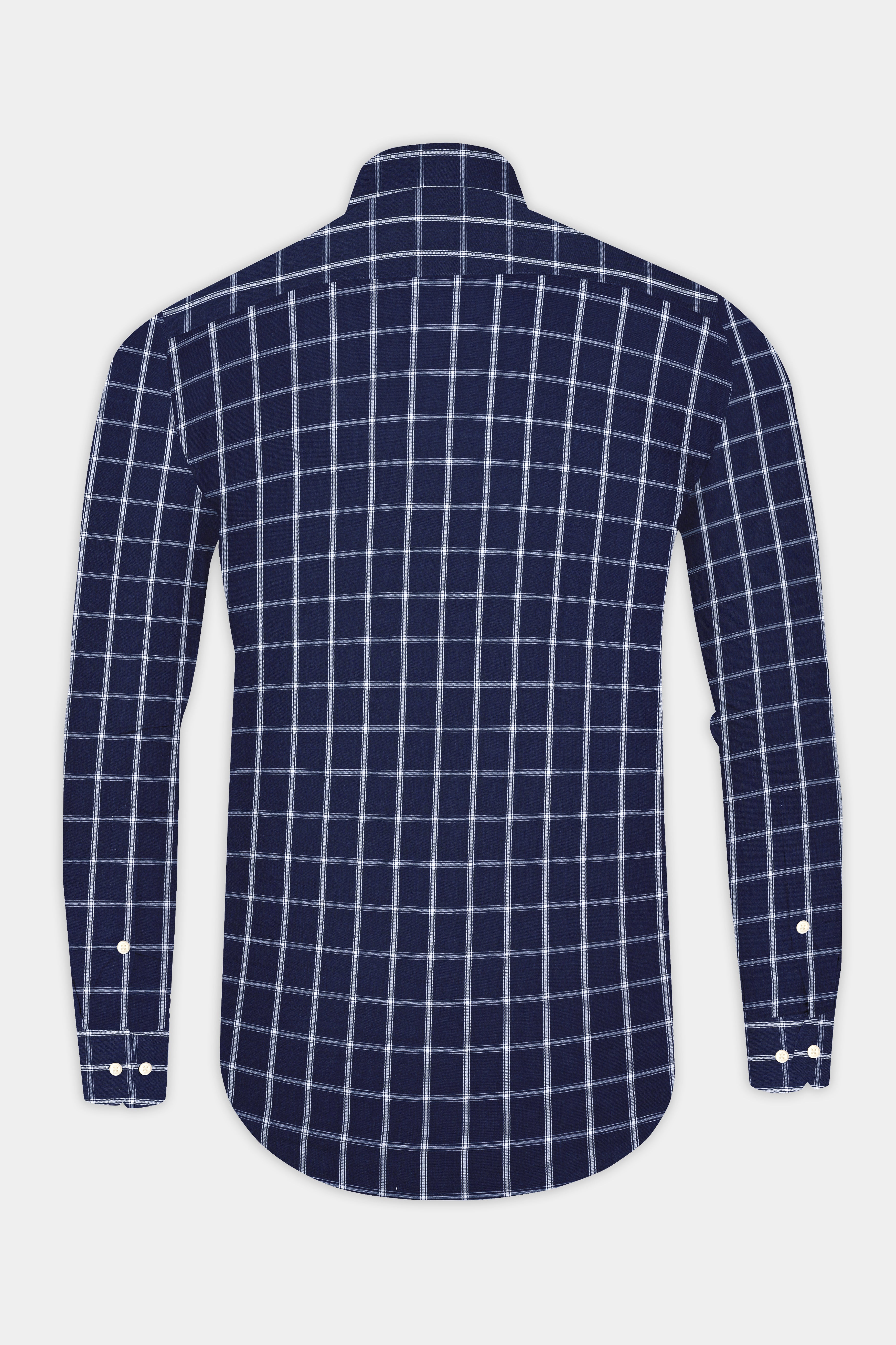 Zodiac Blue Checked Twill Premium Cotton Shirt