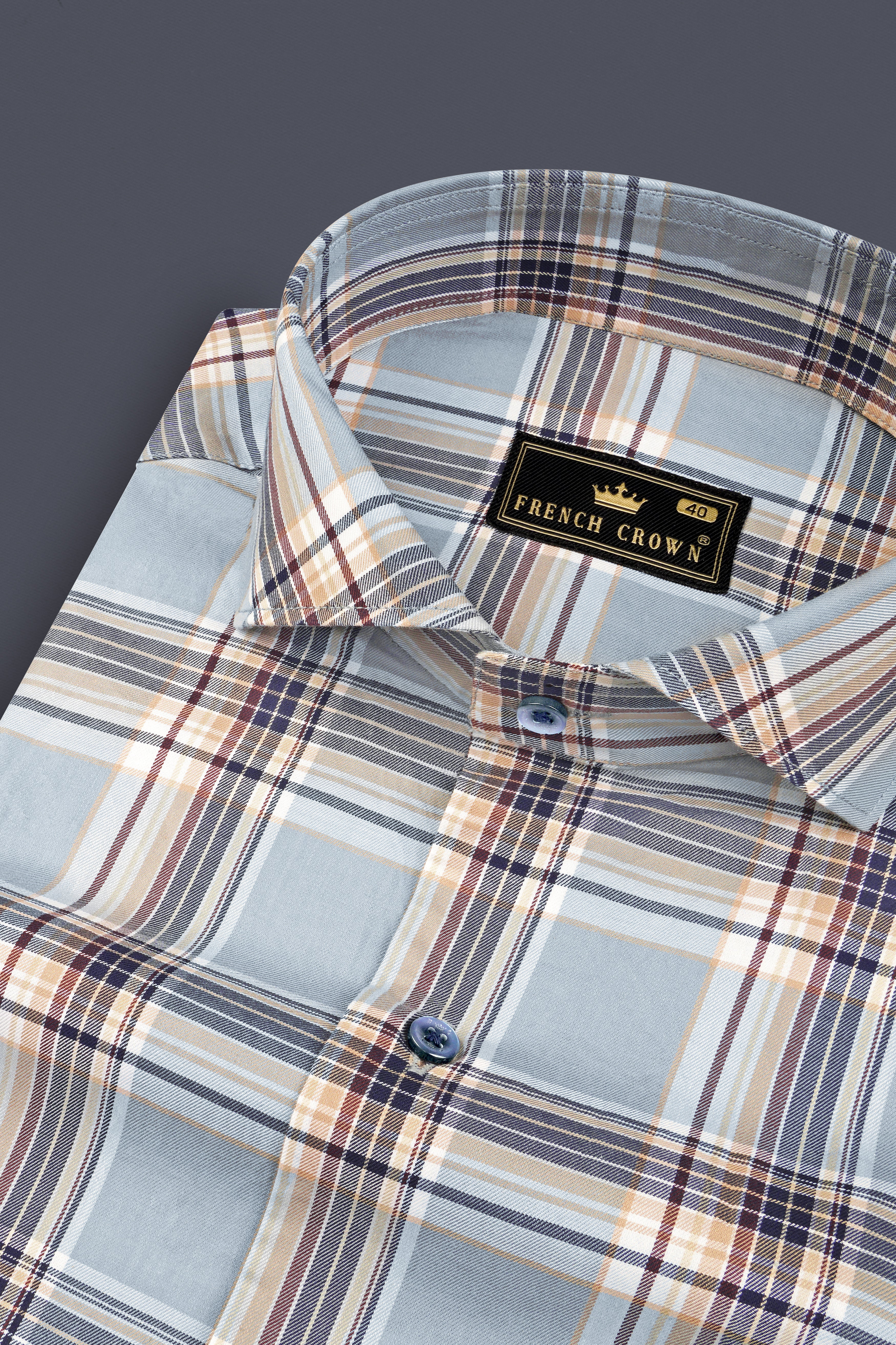 Periwinkle Blue Checked Twill Premium Cotton Shirt