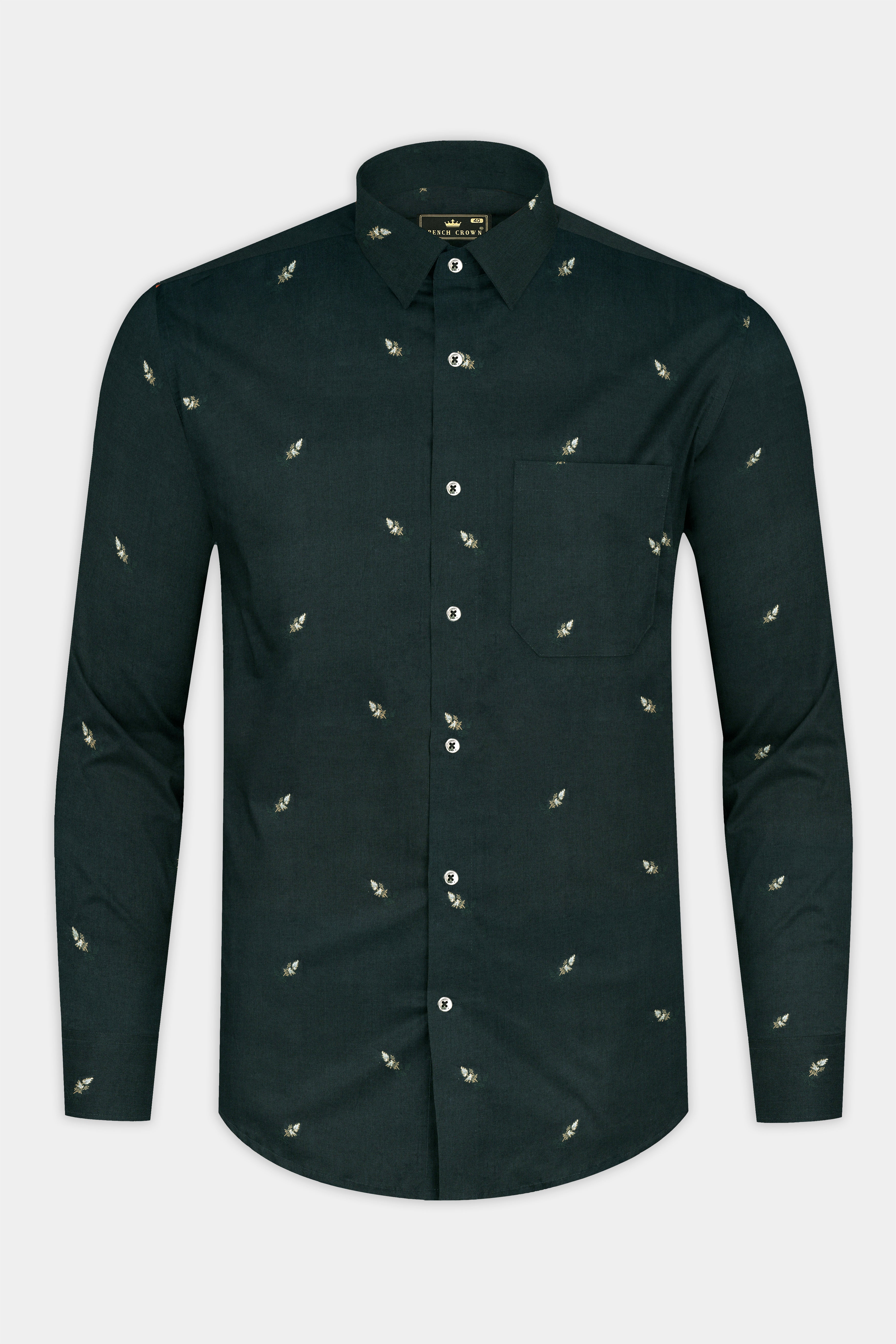 Charade Dark Green Jacquard Buta Textured Premium Cotton Shirt 12965-BLK-38, 12965-BLK-H-38, 12965-BLK-39, 12965-BLK-H-39, 12965-BLK-40, 12965-BLK-H-40, 12965-BLK-42, 12965-BLK-H-42, 12965-BLK-44, 12965-BLK-H-44, 12965-BLK-46, 12965-BLK-H-46, 12965-BLK-48, 12965-BLK-H-48, 12965-BLK-50, 12965-BLK-H-50, 12965-BLK-52, 12965-BLK-H-52