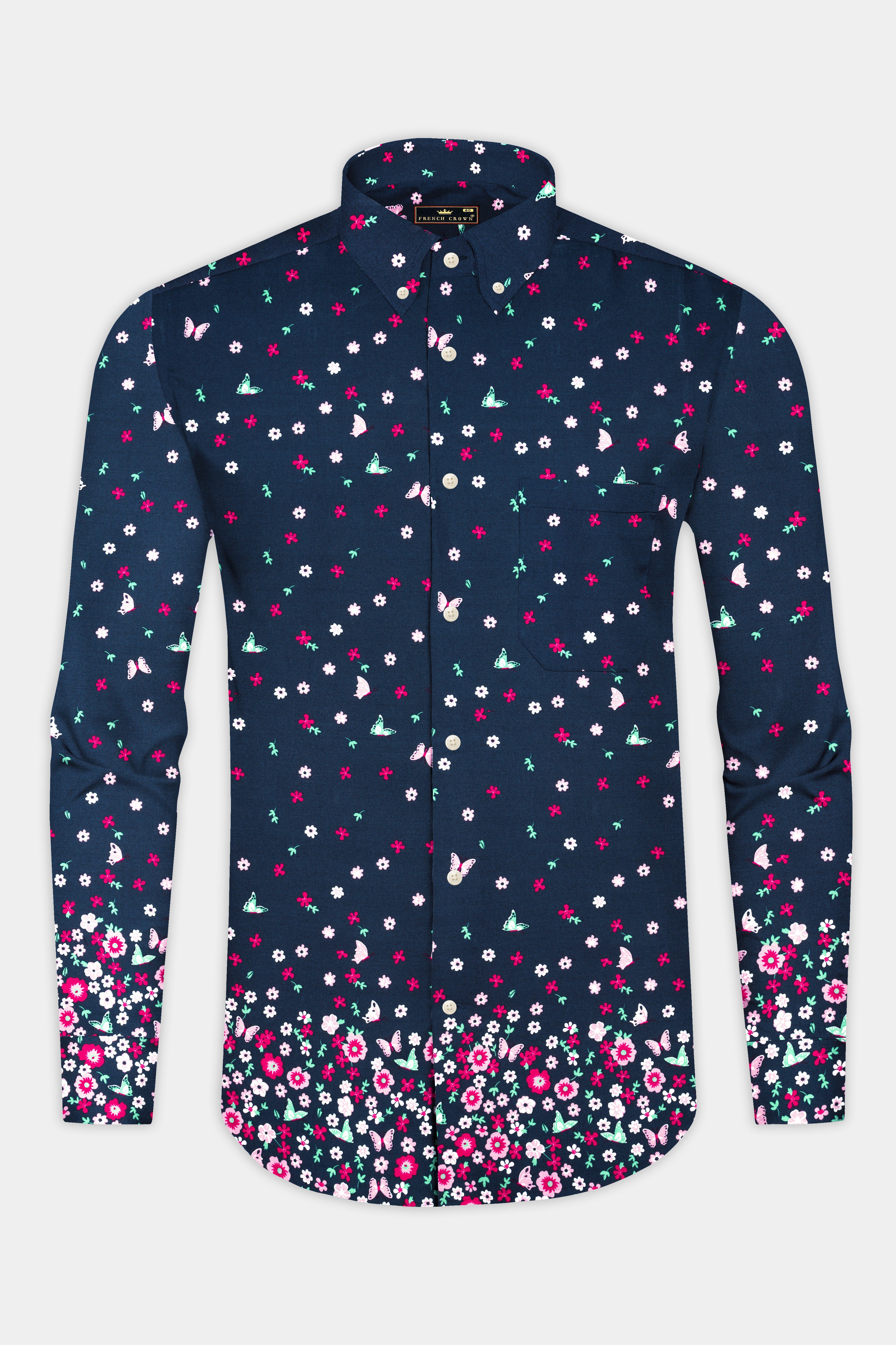 Firefly Blue Flower Butterfly Printed Giza Cotton Shirt 12966-BD-38, 12966-BD-H-38, 12966-BD-39, 12966-BD-H-39, 12966-BD-40, 12966-BD-H-40, 12966-BD-42, 12966-BD-H-42, 12966-BD-44, 12966-BD-H-44, 12966-BD-46, 12966-BD-H-46, 12966-BD-48, 12966-BD-H-48, 12966-BD-50, 12966-BD-H-50, 12966-BD-52, 12966-BD-H-52