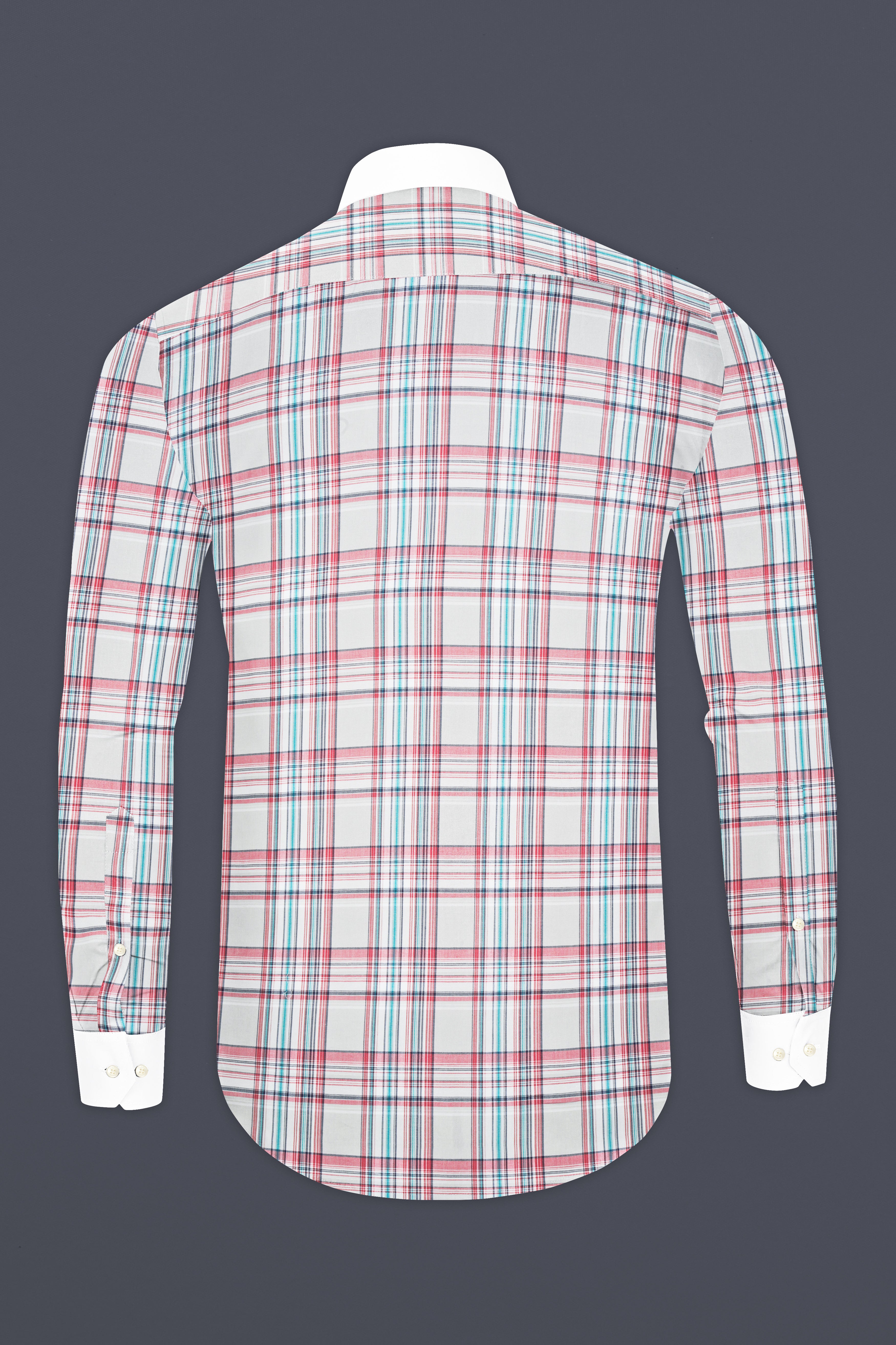 Mercury Gray And Orchid Pink Checked Twill Premium Cotton Shirt