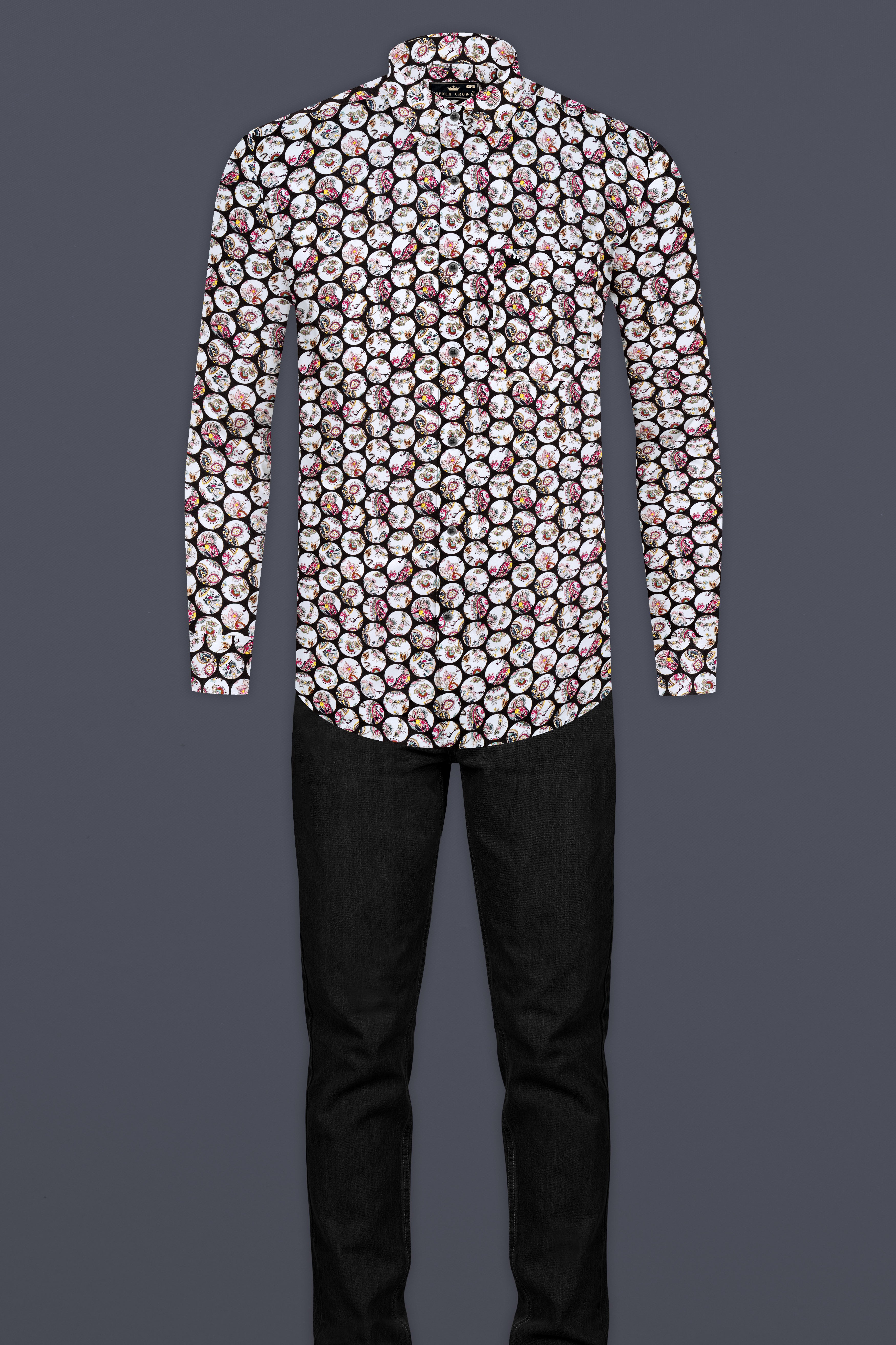 Jade Black Multicolour Floral Printed Subtle Sheen Super Soft Premium Cotton Designer Shirt